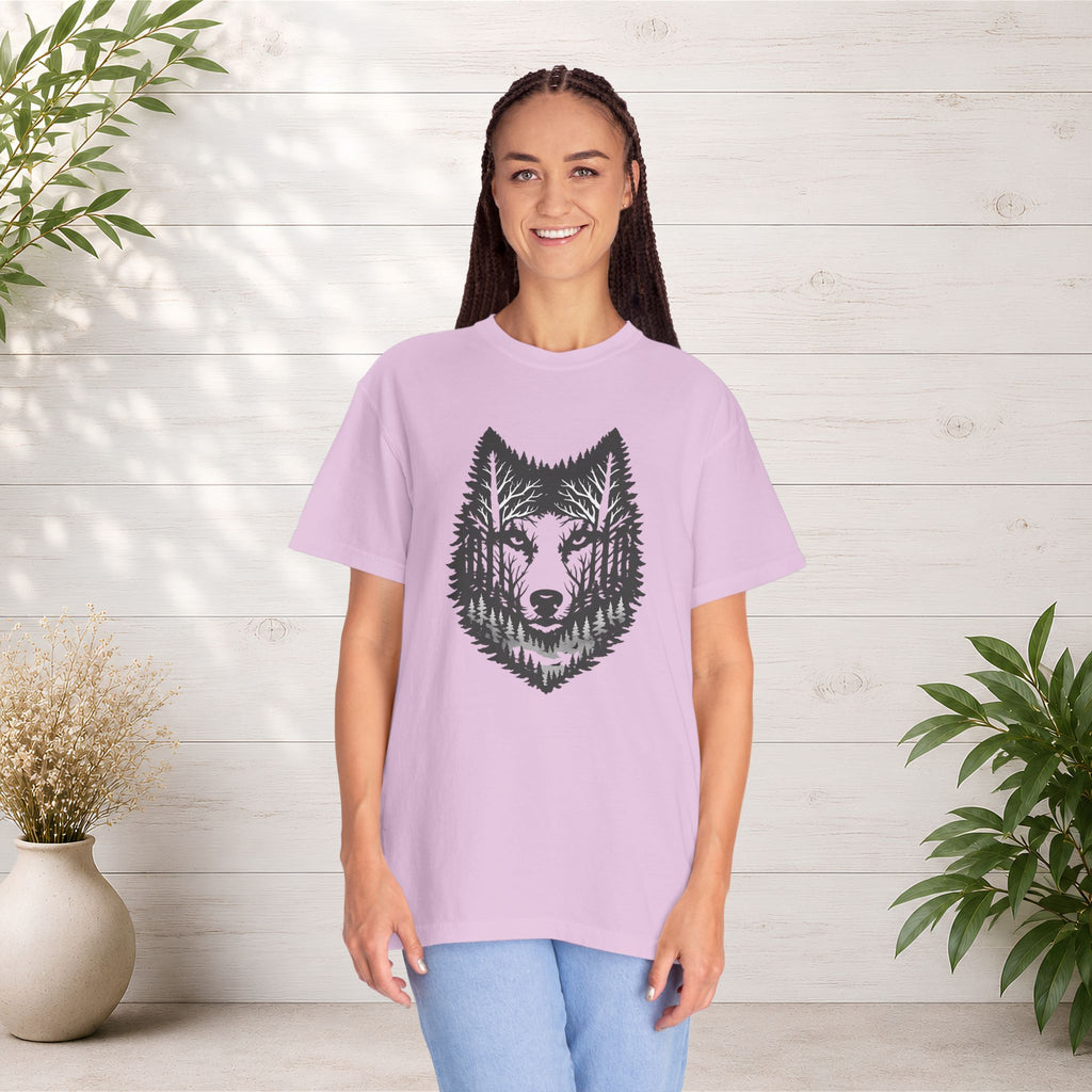 Wolf Forest T-Shirt — Geometric Woodland Wolf Graphic Tee