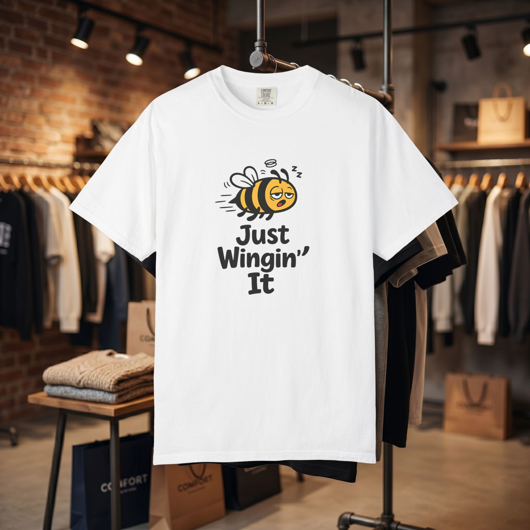 Just Wingin' It Bee T-Shirt — Funny Bee Graphic Tee
