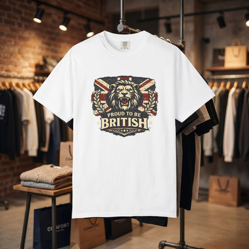British Lion T-Shirt — "Proud to Be British" Union Jack Graphic Tee