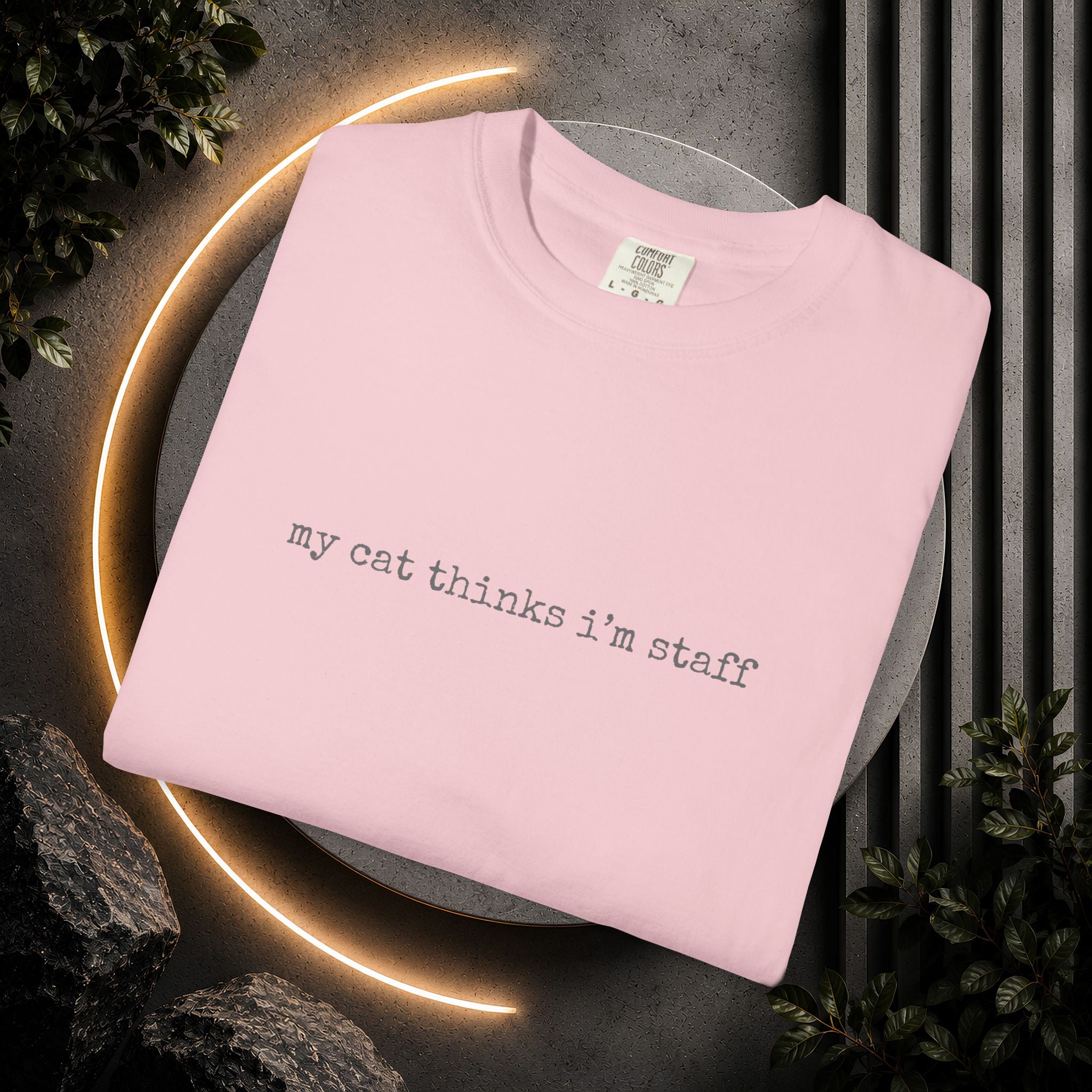 my cat thinks Im staff T-shirt | Cat Humor Tee