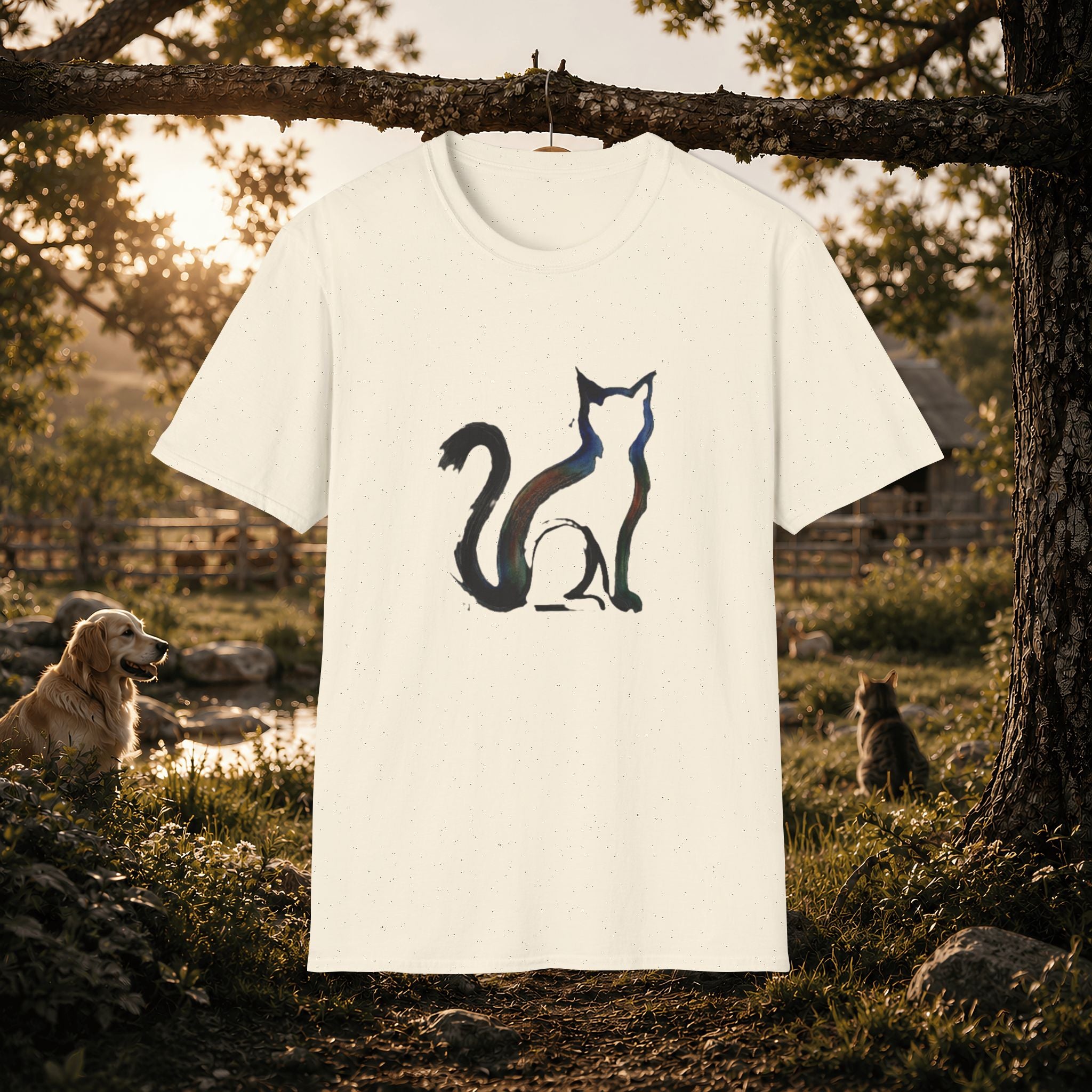 Silhouette Cat Illustration T-Shirt | Minimal Cat Artwork