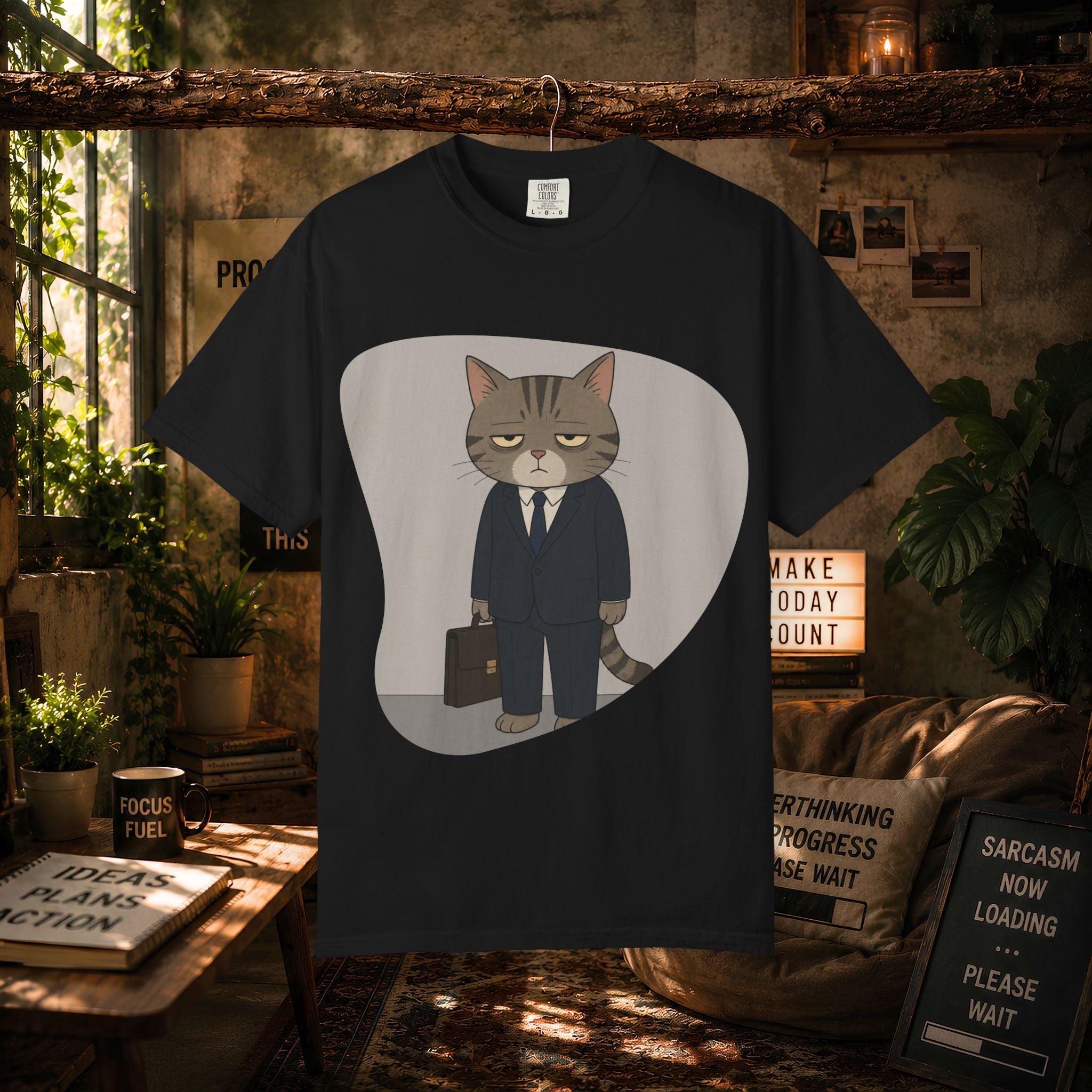 Grumpy Cat in Suit T-shirt | Cat Businessman Illustration
