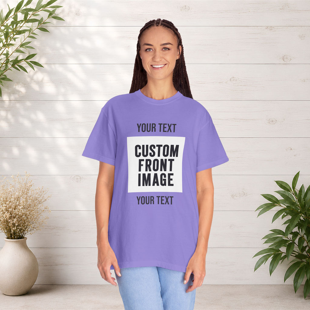 Custom Front Square Print T-Shirt — Personalized Text & Image Tee