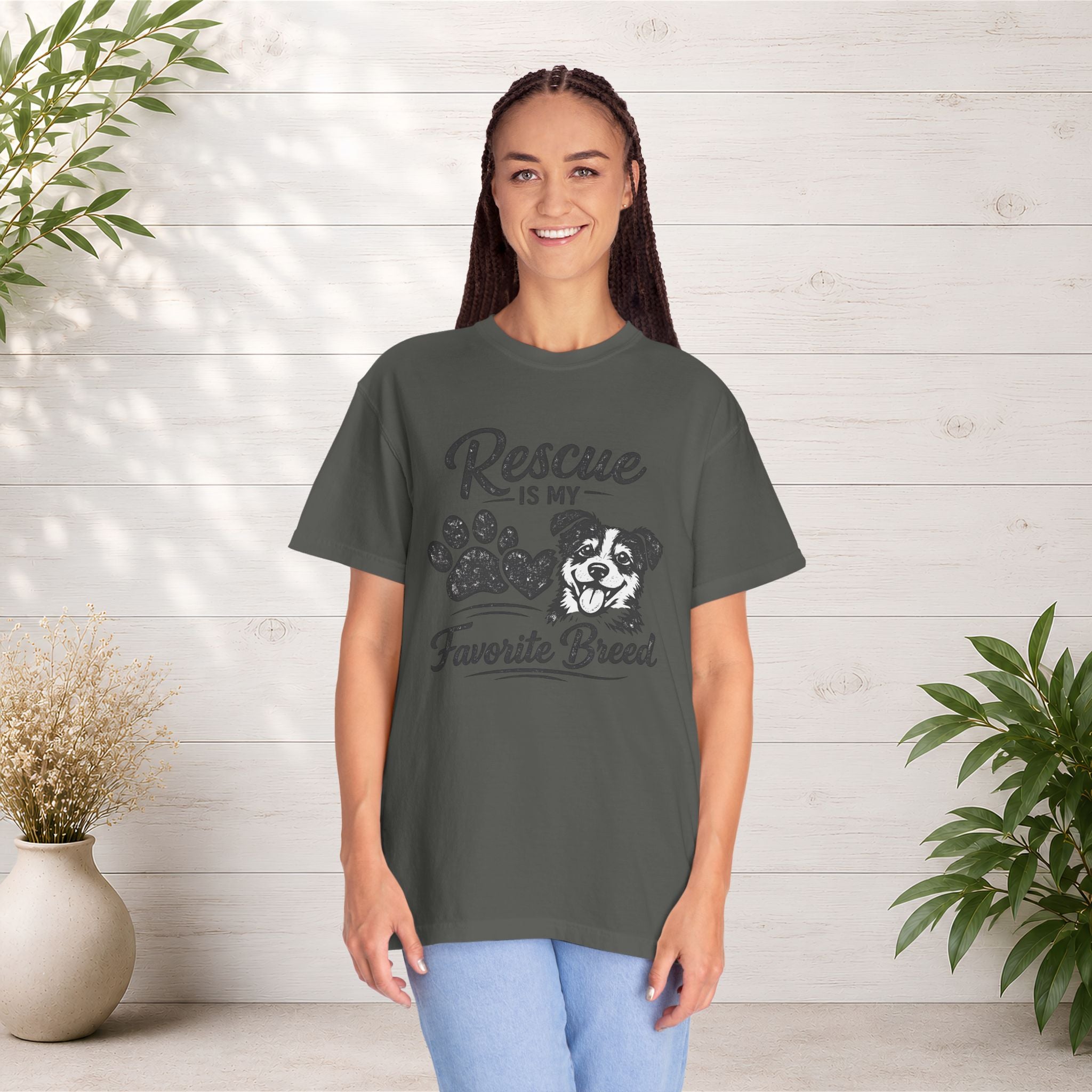 Rescue Is My Favorite Breed T-Shirt — Dog Rescue Paw Print Tee