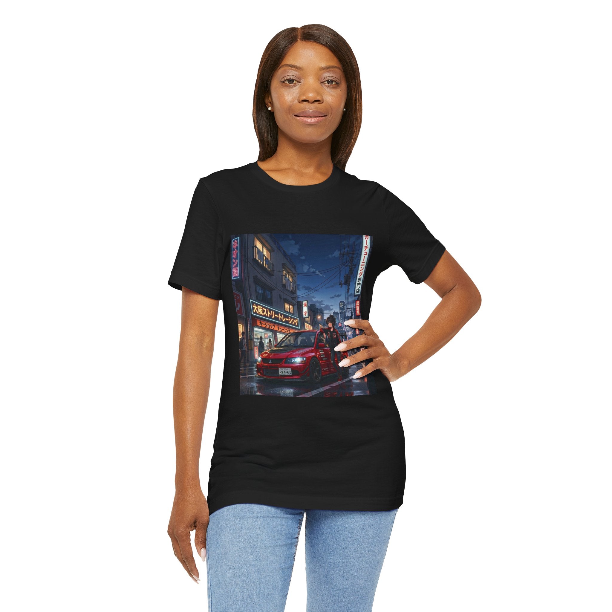Evo Anime City Night Scene T-Shirt | Neon Skyline Streetwear