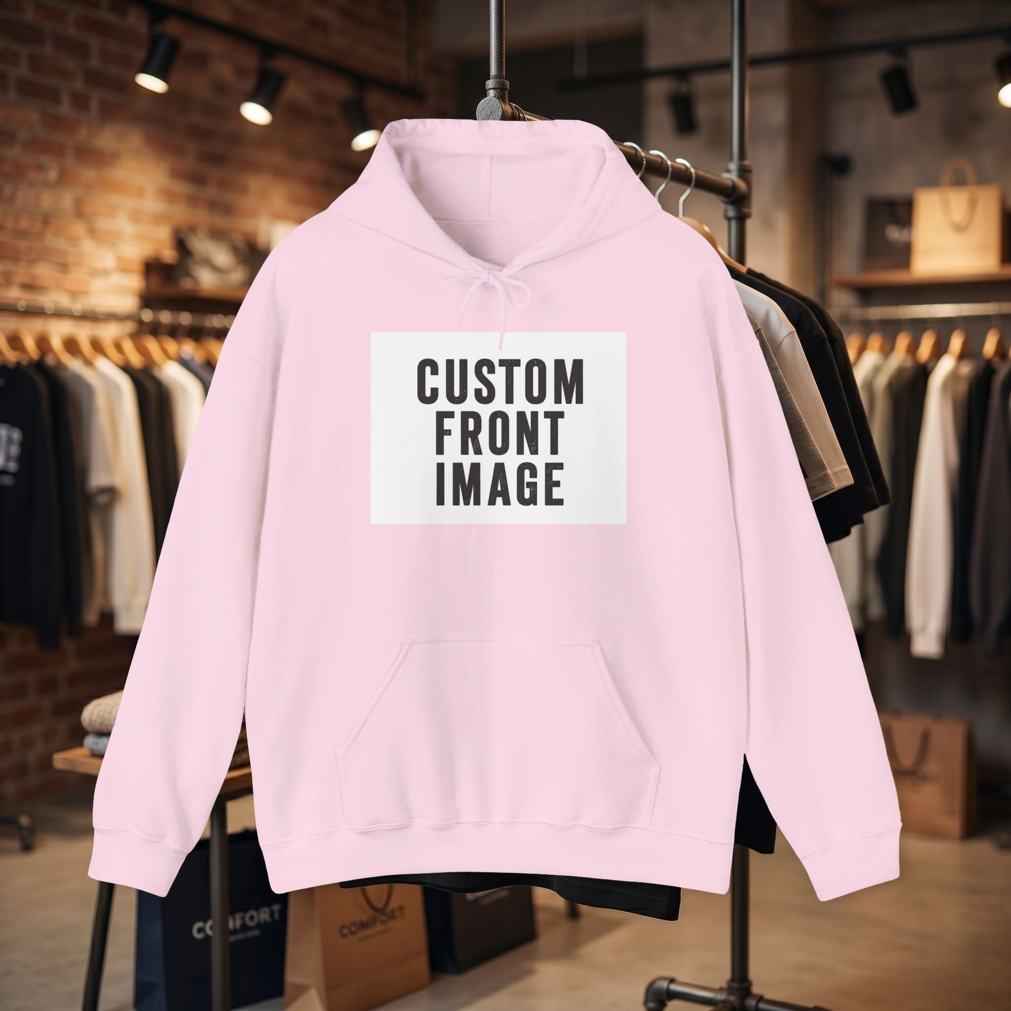 Custom Front Image Hoodie — Personalized White Pullover Hooded Sweatshirt