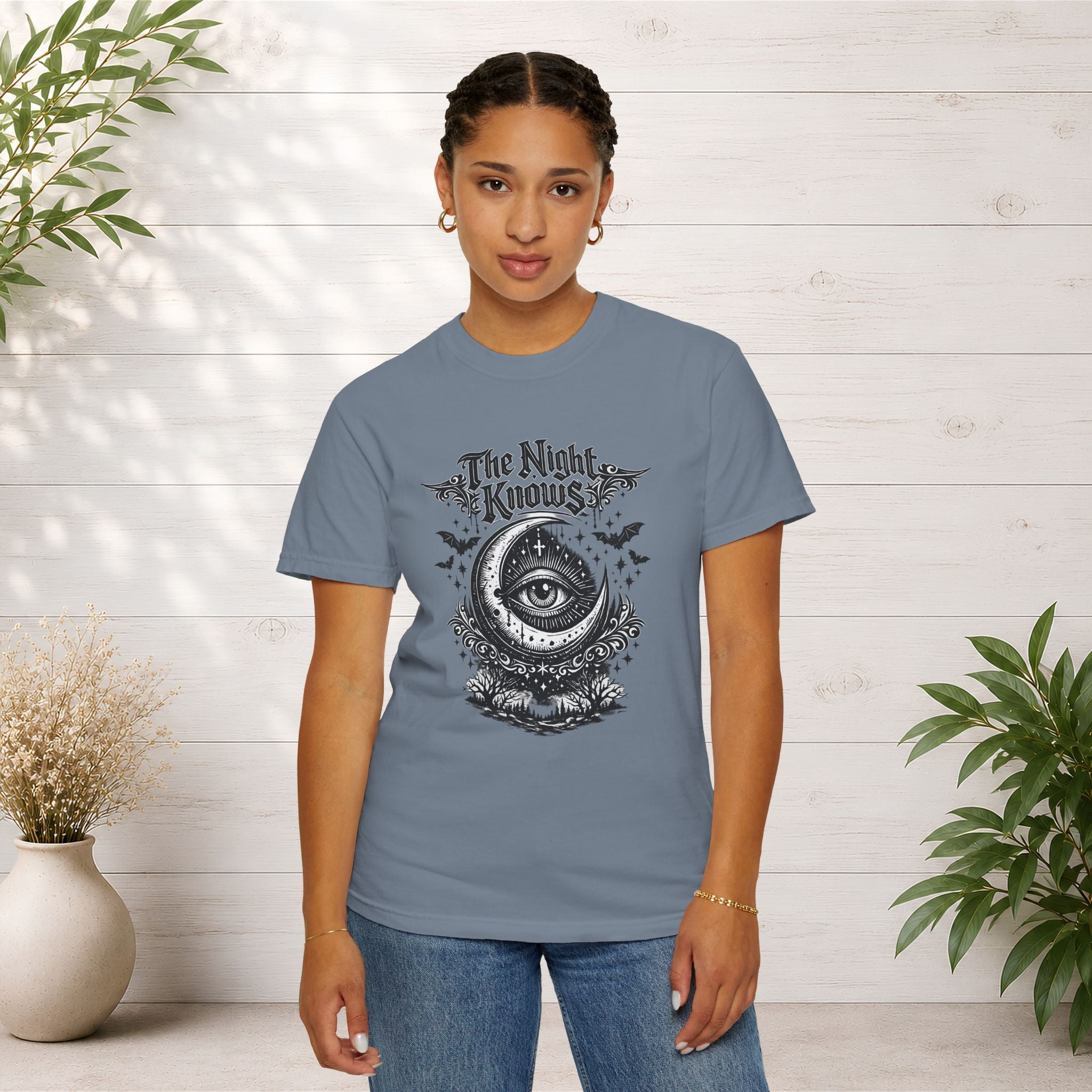 The Night Knows Eye T-Shirt — Mystical Gothic Graphic Tee