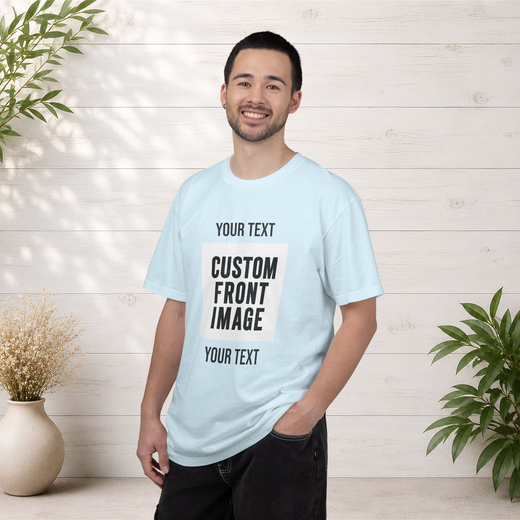 Custom Front Square Print T-Shirt — Personalized Text & Image Tee