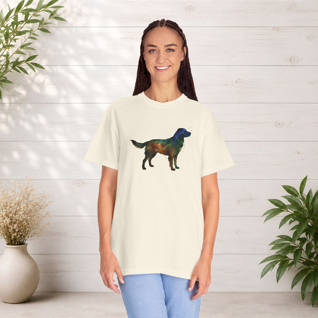 Golden Retriever Silhouette T-Shirt — Colorful Dog Graphic Tee for Pet Lovers