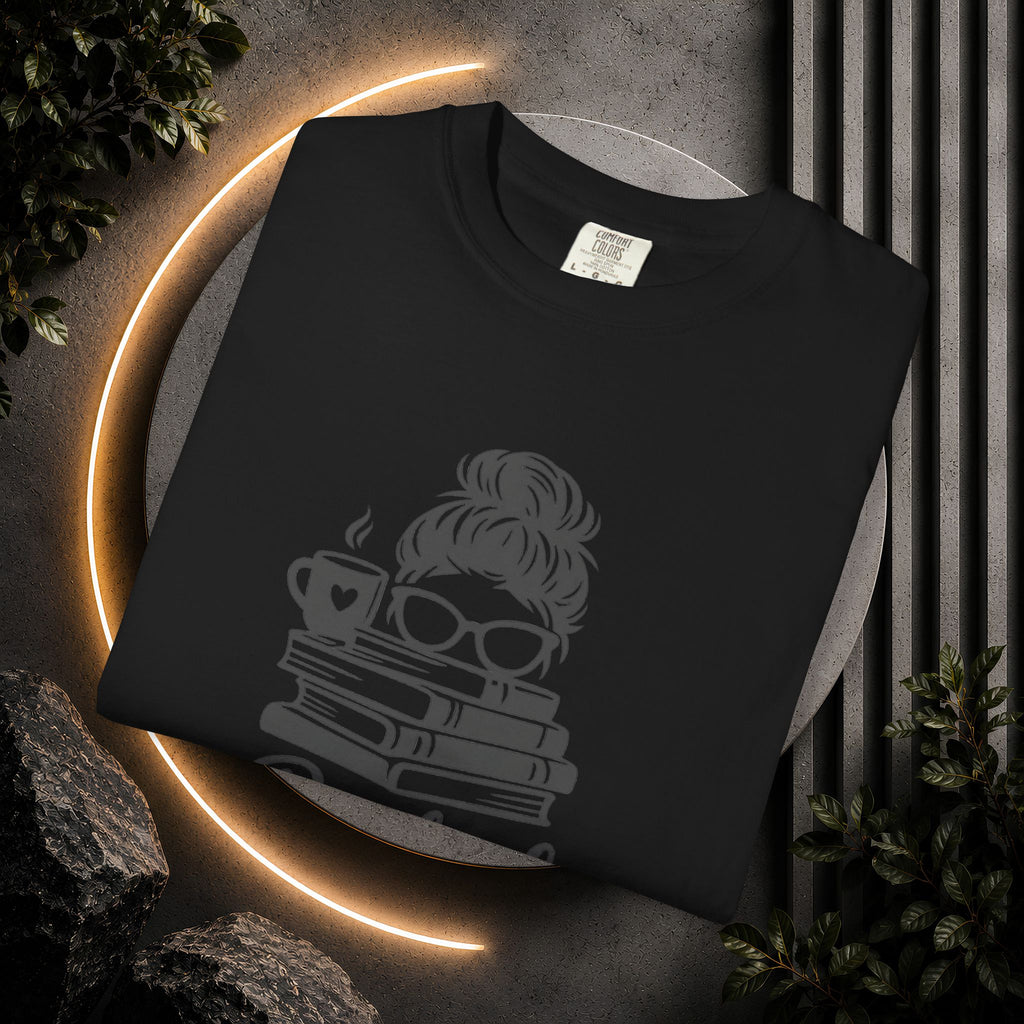 Book Lover T-Shirt — "Booked and Overwhelmed" Graphic Tee