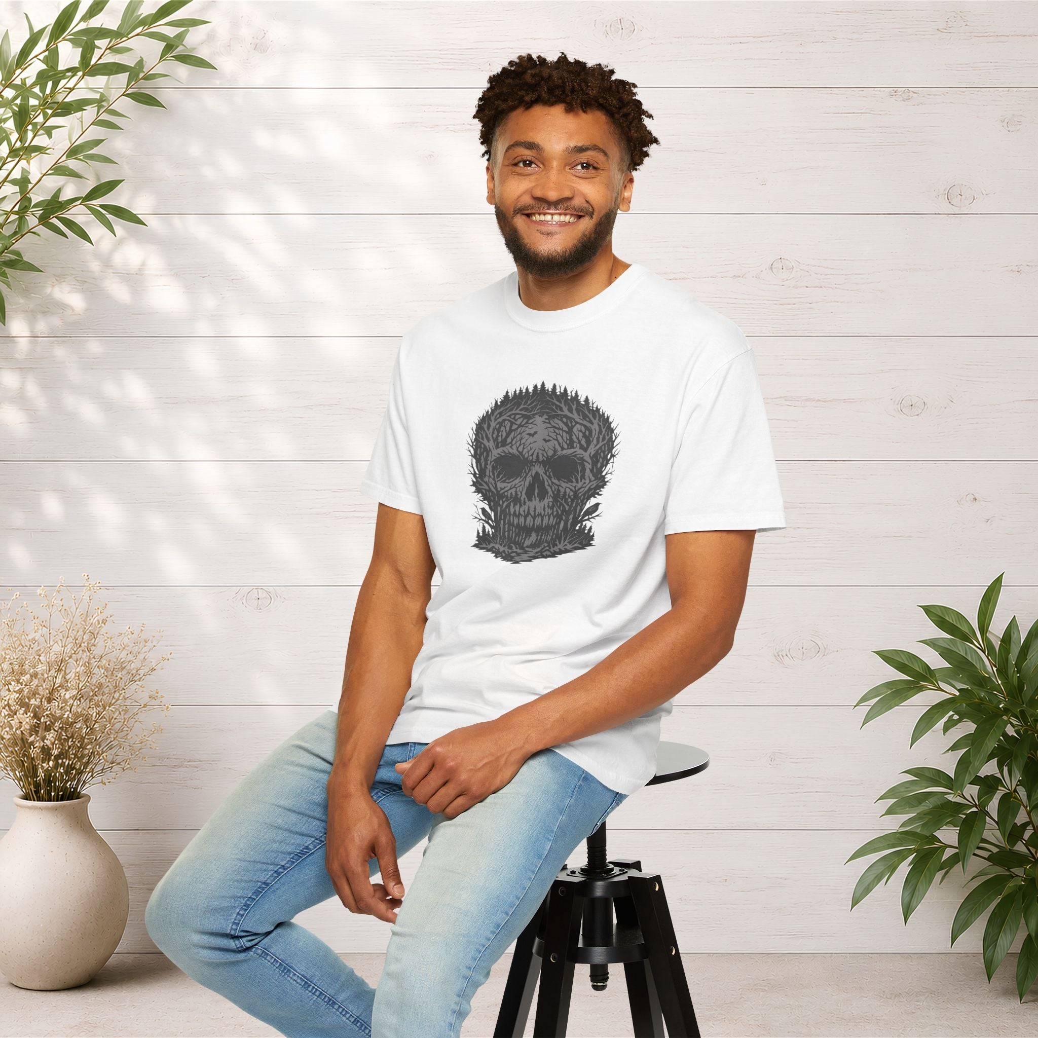 Skull Forest T-Shirt — Grunge Skull Graphic Tee