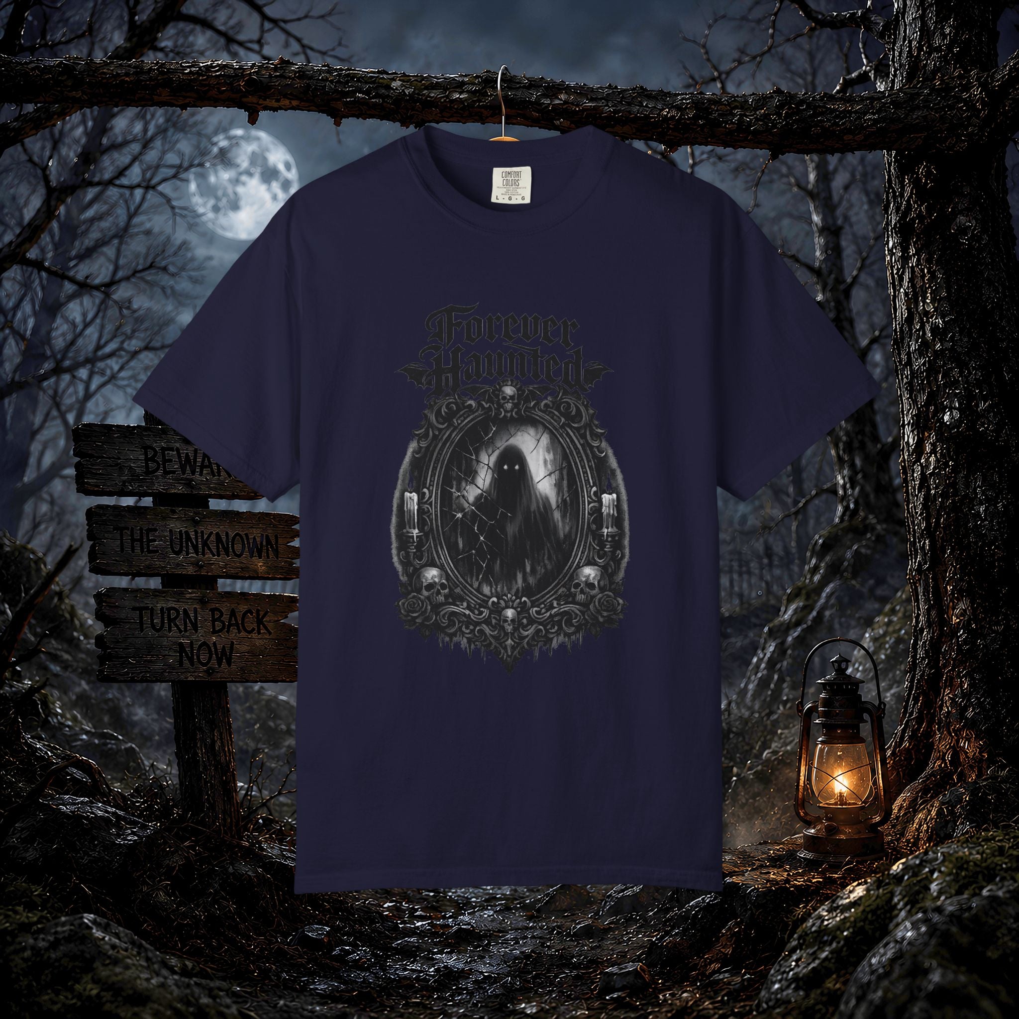 Forever Haunted T-Shirt — Gothic Ghost Graphic Tee