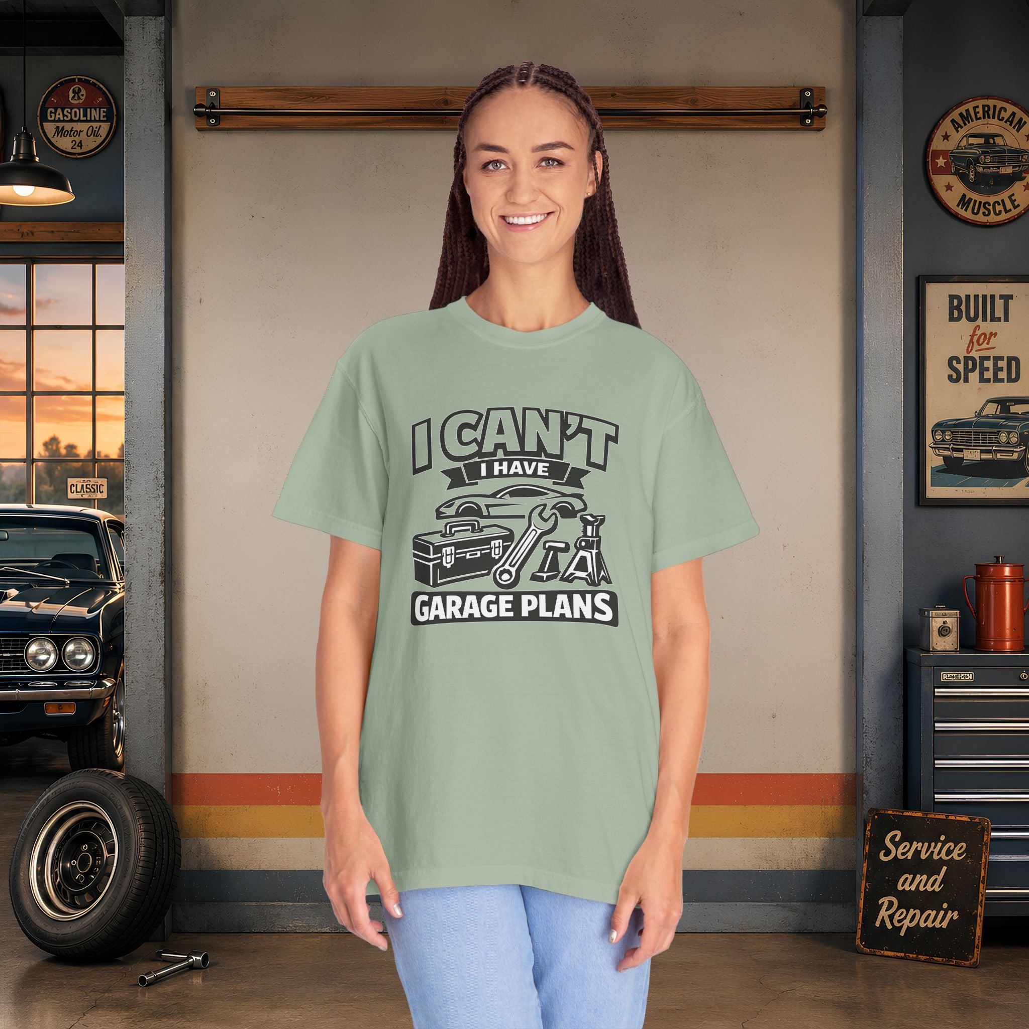 Garage Plans T-Shirt — "I Can't I Have Garage Plans" Mechanics Gift Tee