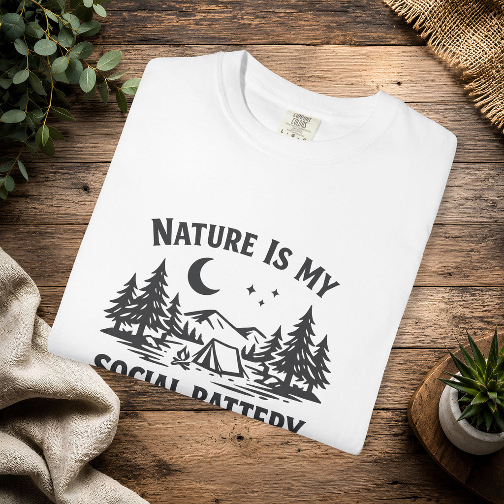 Nature Is My Social Battery T-Shirt — Outdoor Enthusiast Graphic Tee