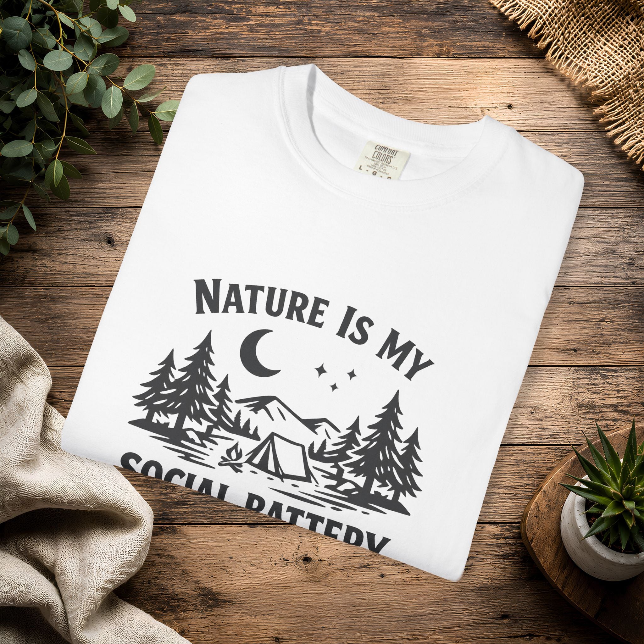 Nature Is My Social Battery T-Shirt — Outdoor Enthusiast Graphic Tee