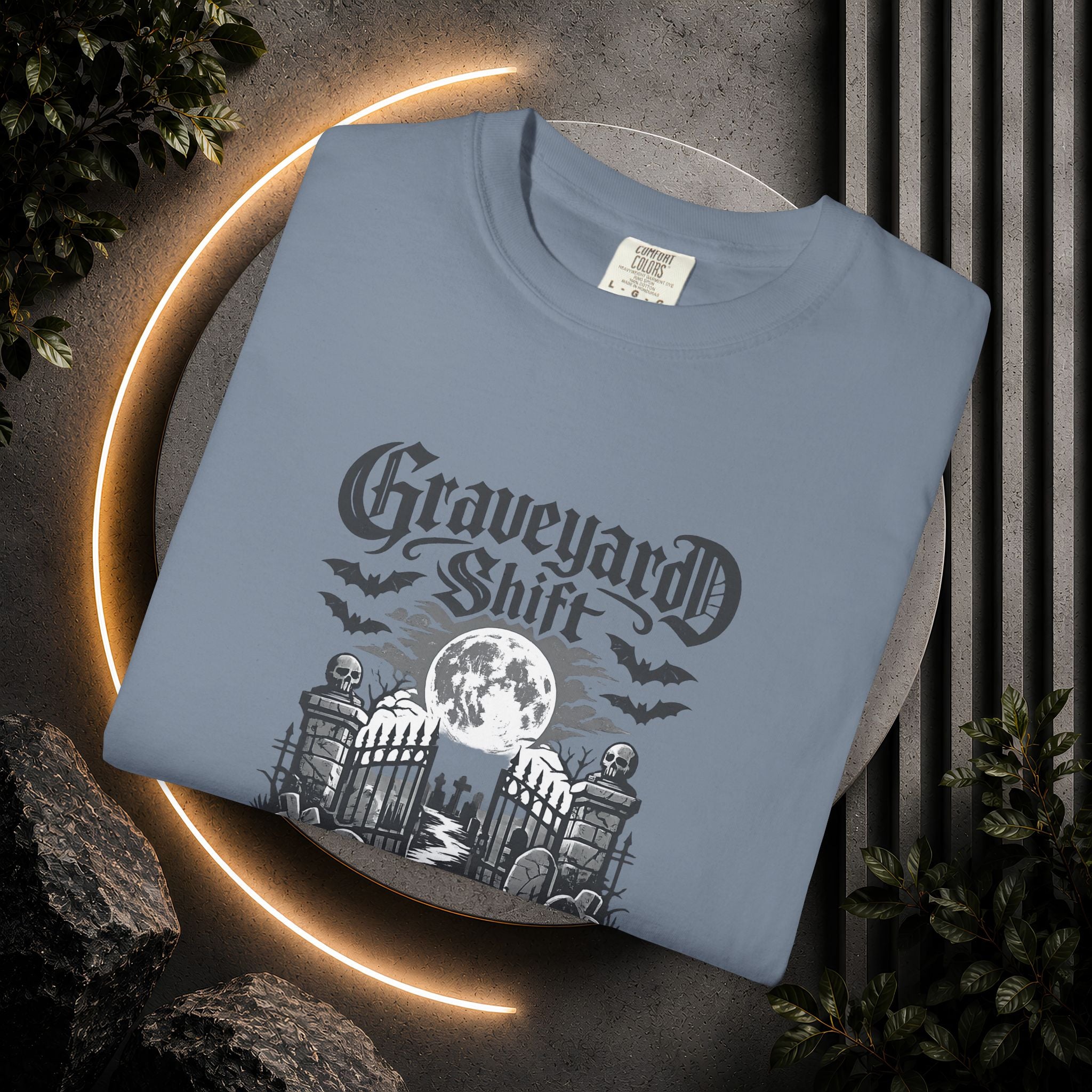 Graveyard Shift T-Shirt — Gothic Cemetery Skull Night Shift Tee