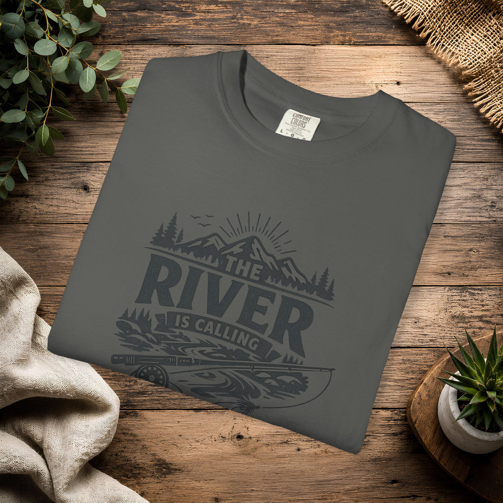 The River Is Calling T-Shirt — Rustic Fishing & Kayak Outdoor Tee