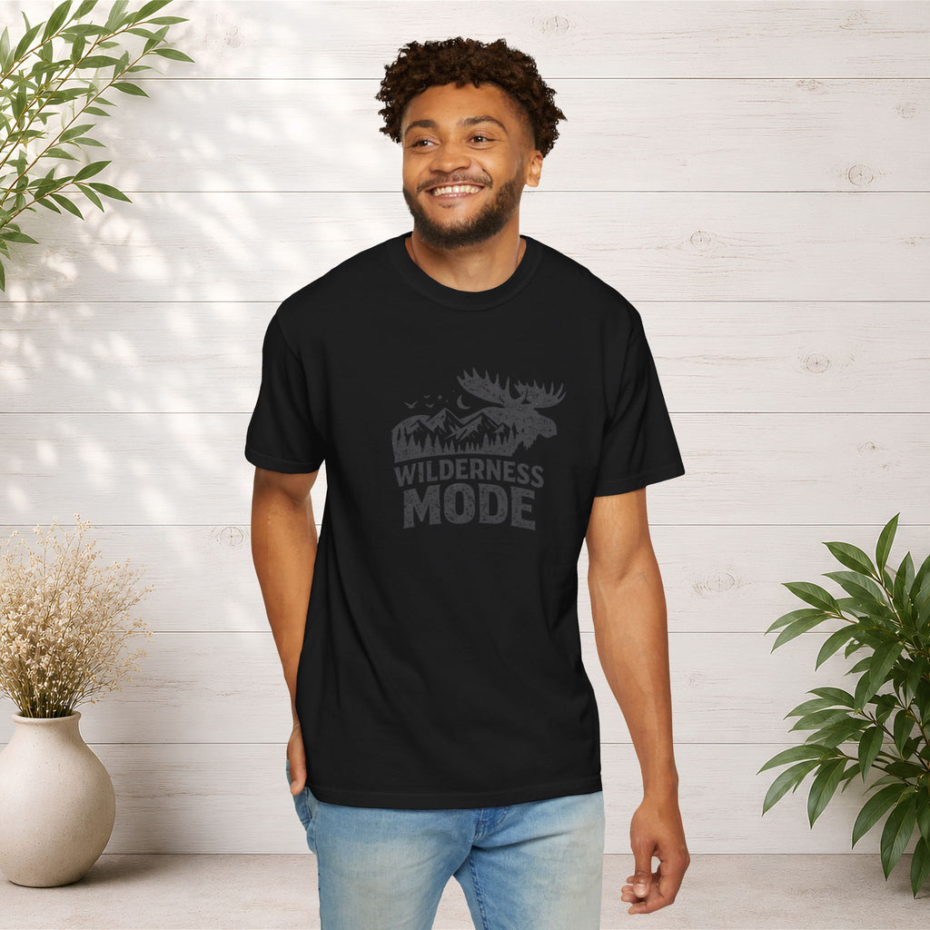 Wilderness Mode T-Shirt — Outdoor Moose Mountain Graphic Tee