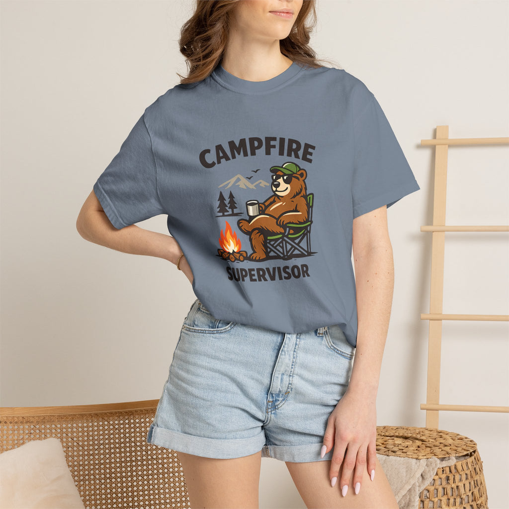 Campfire Supervisor T-Shirt — Funny Bear Camping Tee