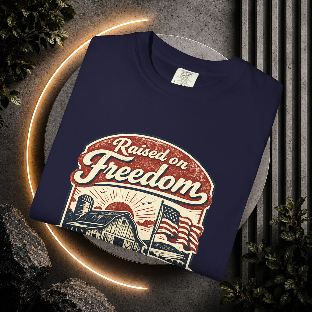 Raised on Freedom T-Shirt — Vintage American Flag Graphic Tee