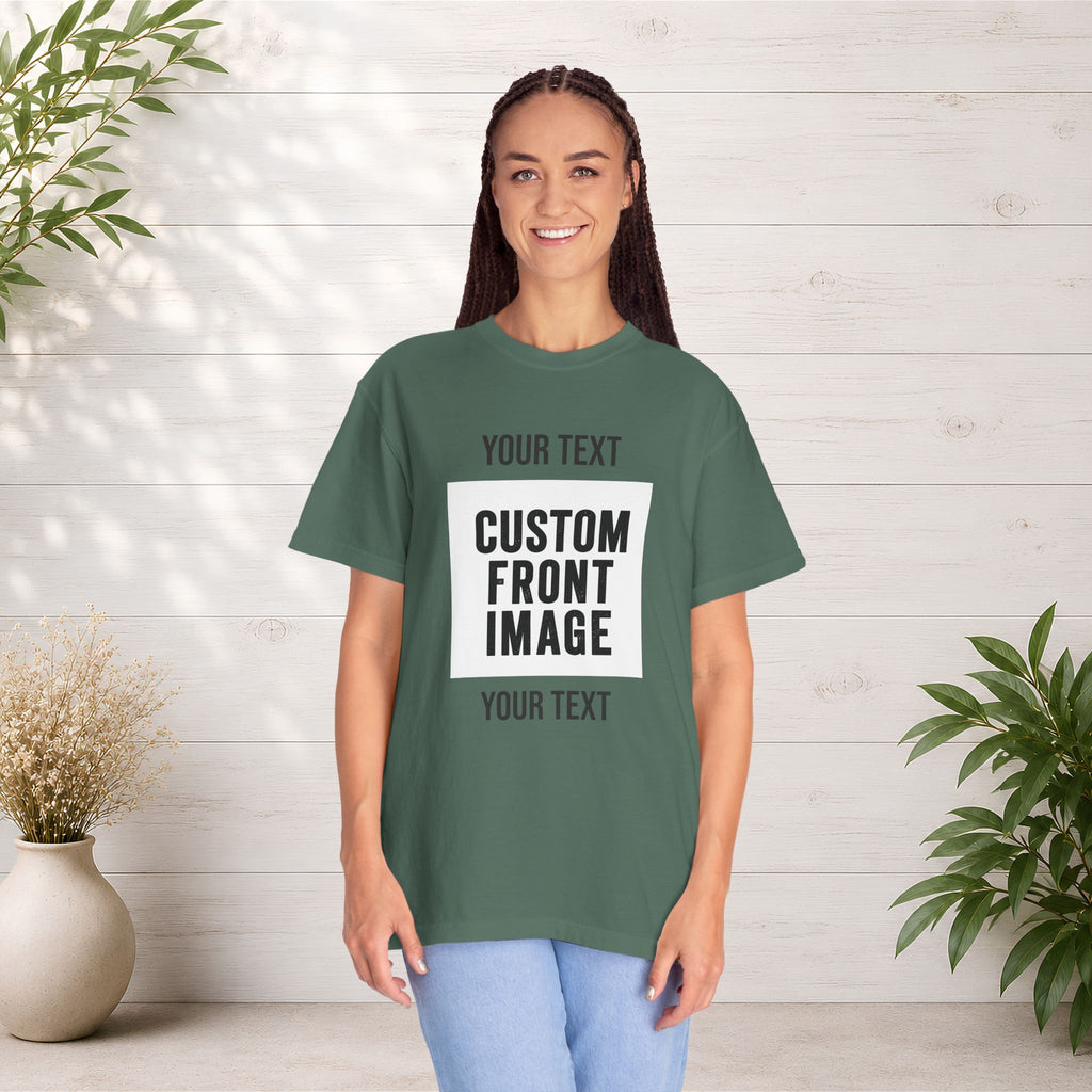 Custom Front Square Print T-Shirt — Personalized Text & Image Tee