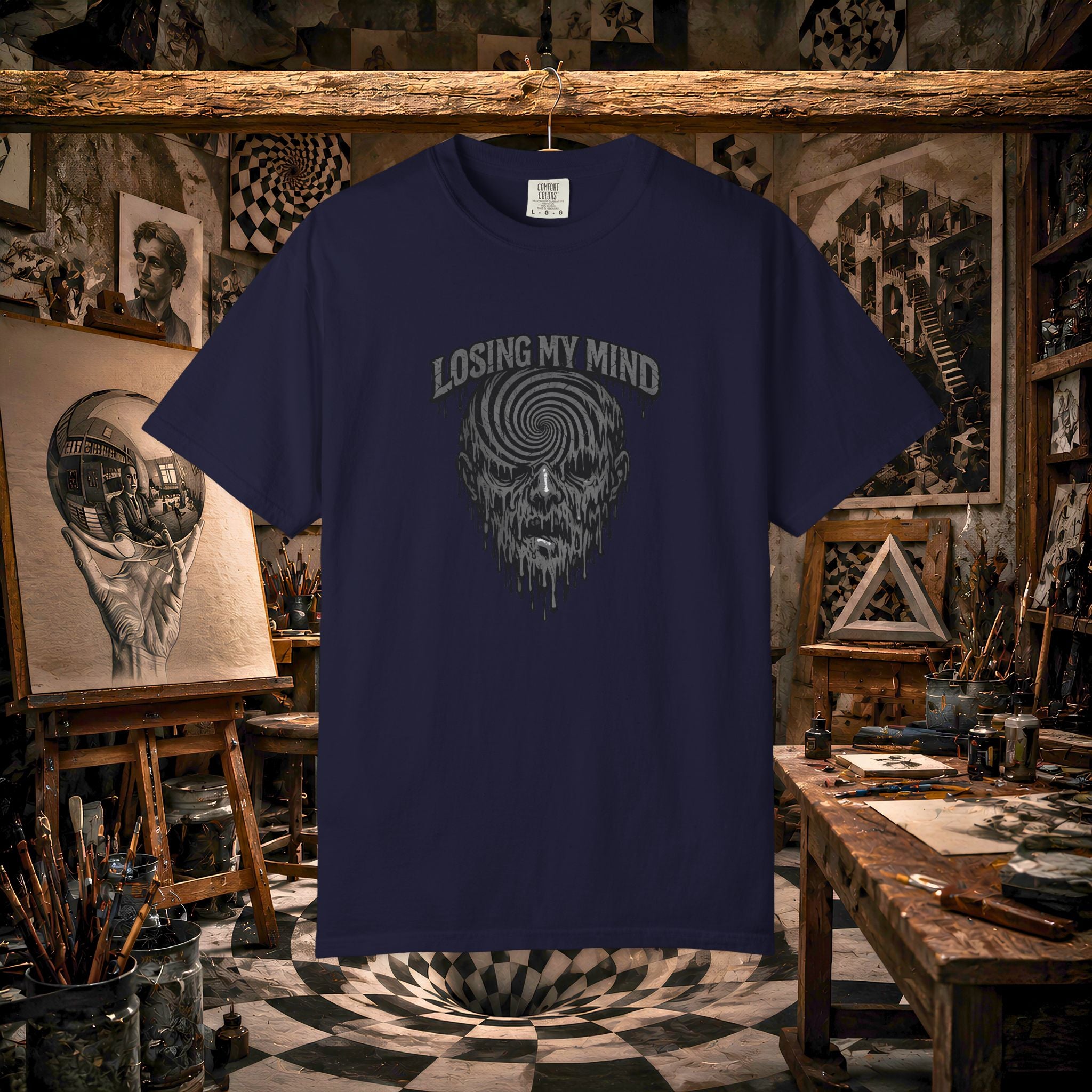 Losing My Mind Skull Tee — Psychedelic Spiral Graphic T-Shirt