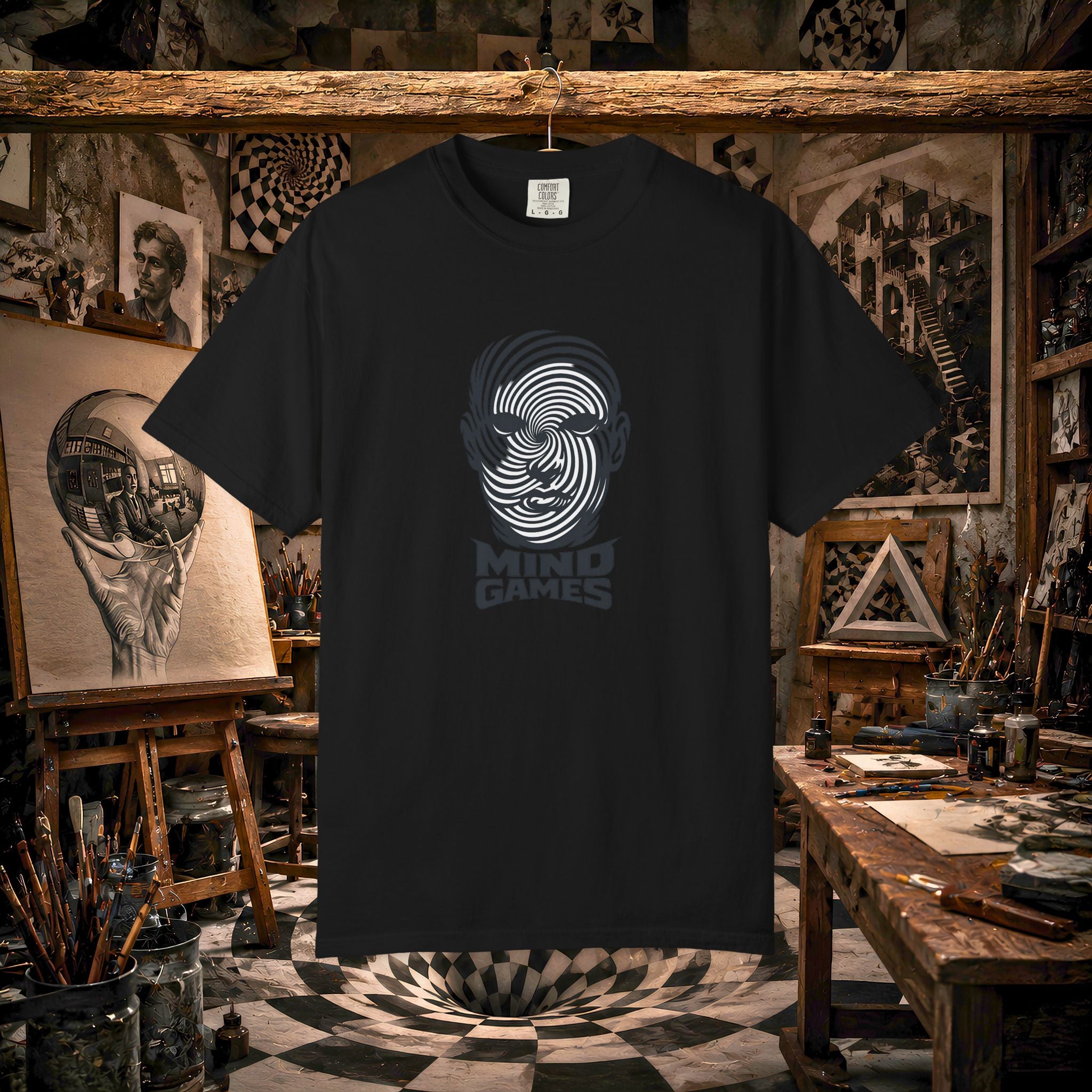Mind Games T‑Shirt — Optical Illusion Head Graphic Tee