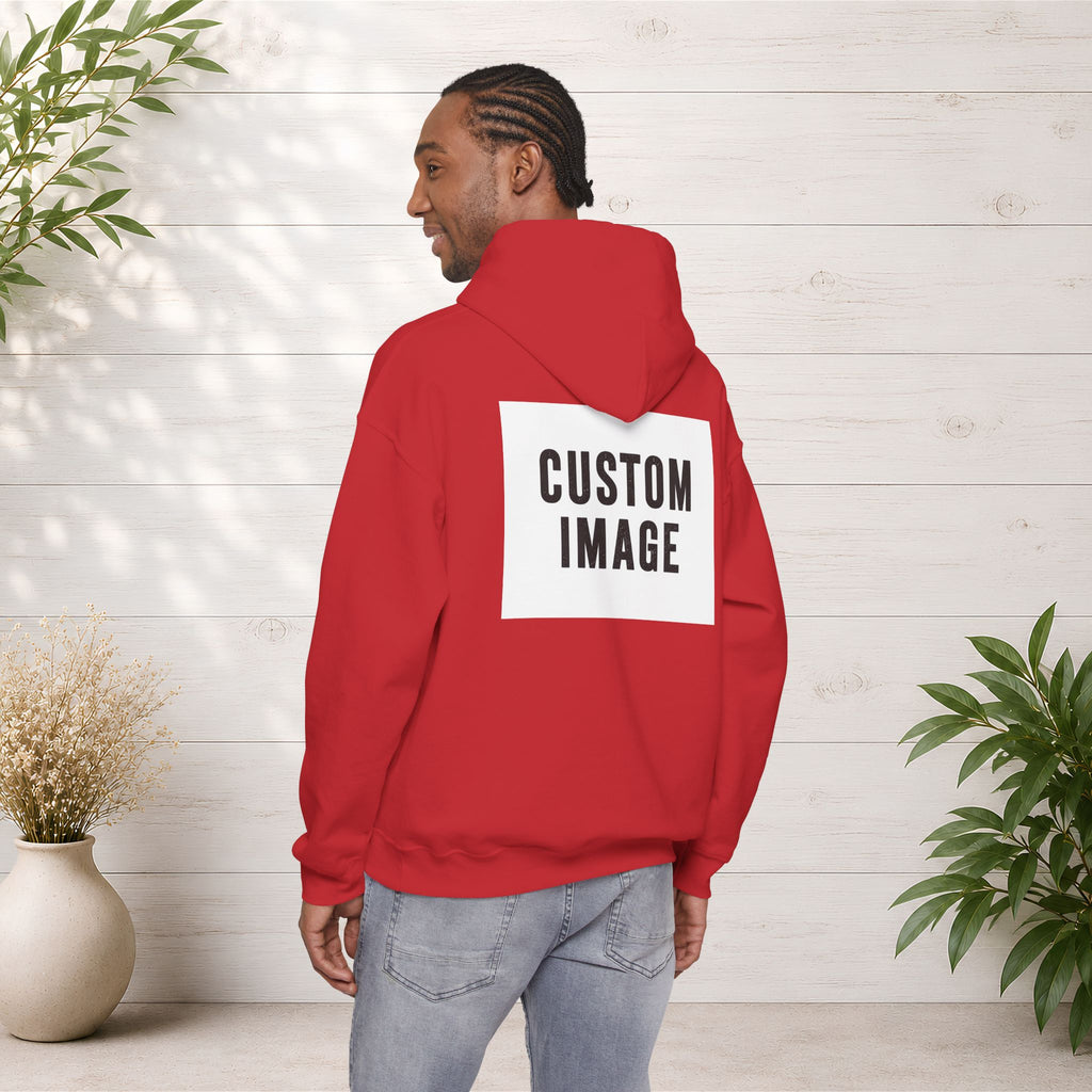 Custom Back Image Hoodie — Personalized White Pullover Hooded Sweatshirt