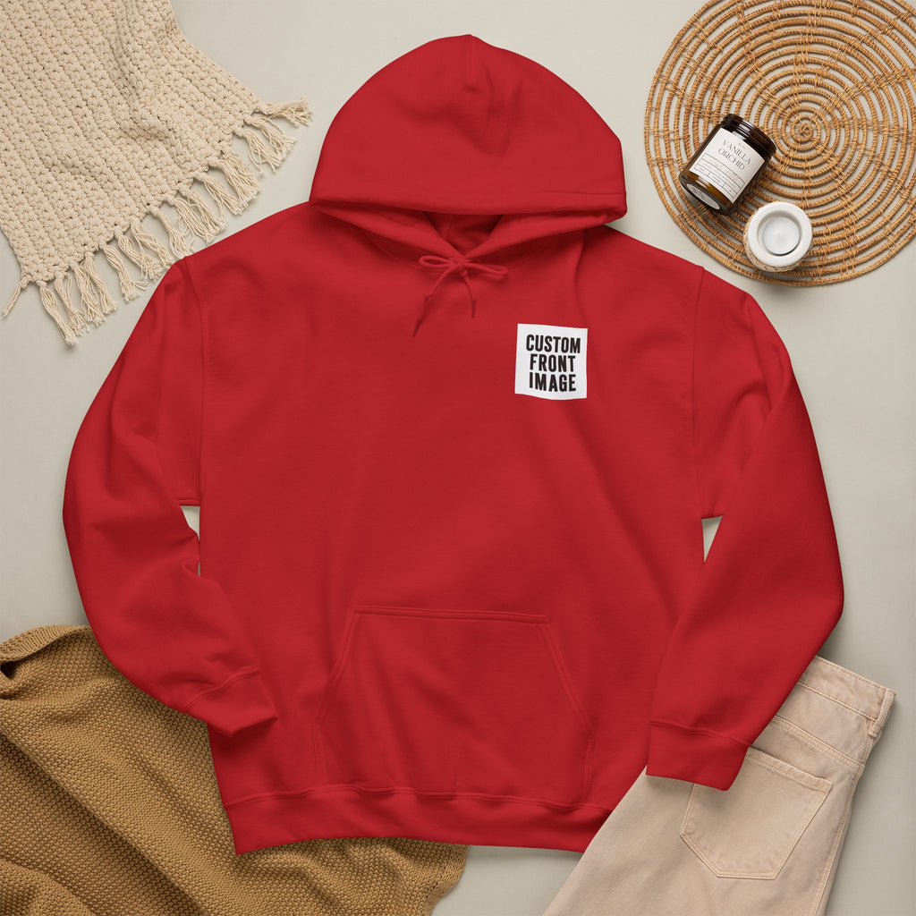 Custom Front Small Left Image Hoodie — Personalized White Pullover Hooded Sweatshirt
