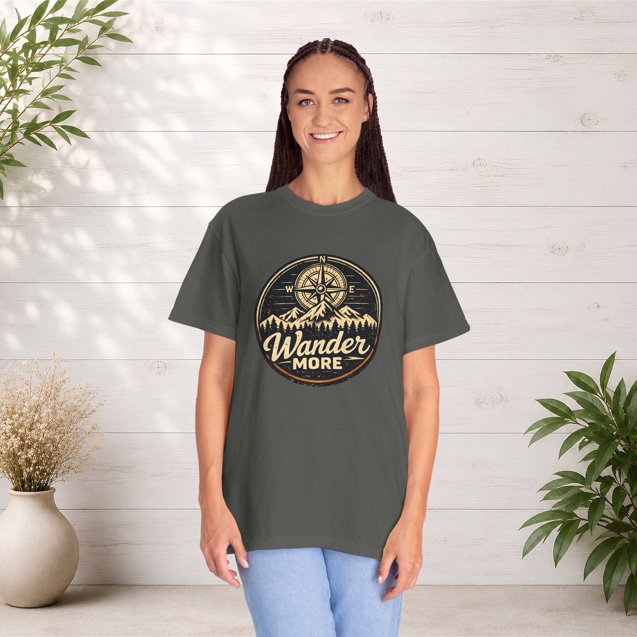 Wander More T-Shirt — Adventure Compass Graphic Tee