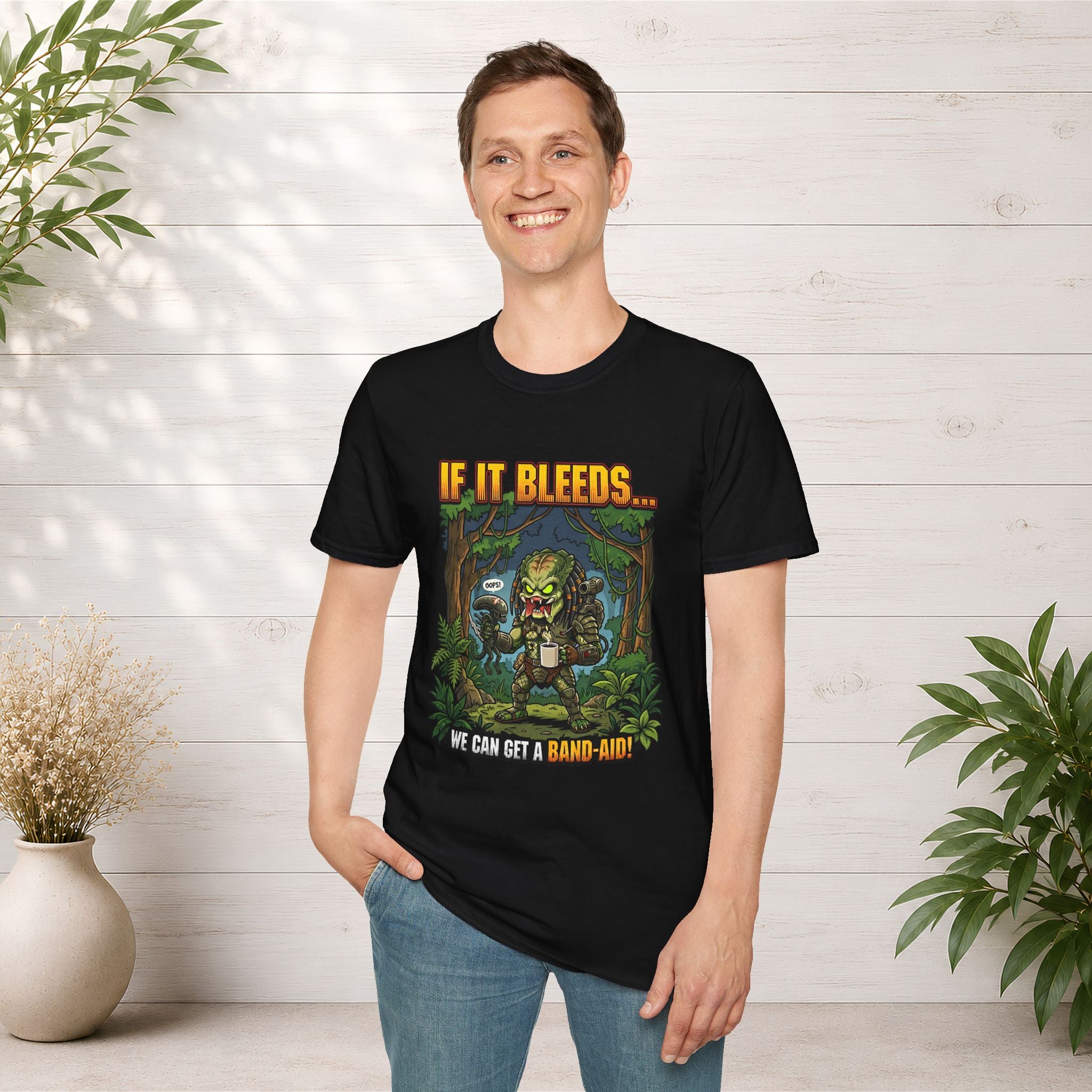 Predator "If It Bleeds" Forest Design T-Shirt | Horror Movie Character