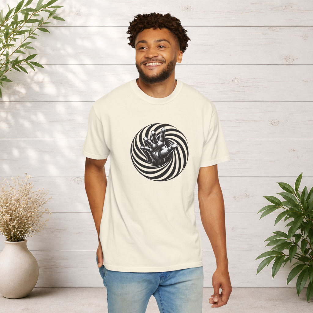 Optical Spiral Hand Graphic T-Shirt