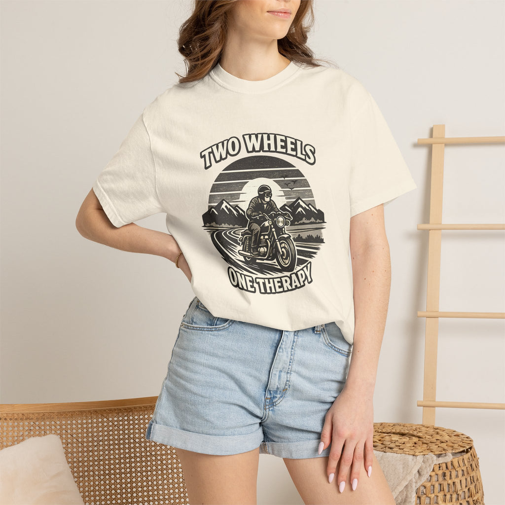 Motorcycle T-Shirt – "Two Wheels One Therapy" Rider Tee