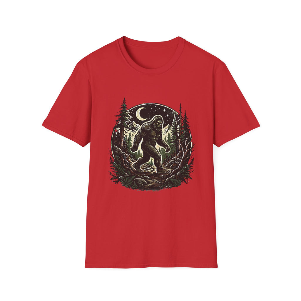 Bigfoot Forest Moon T-Shirt | Sasquatch Night Hiking Design