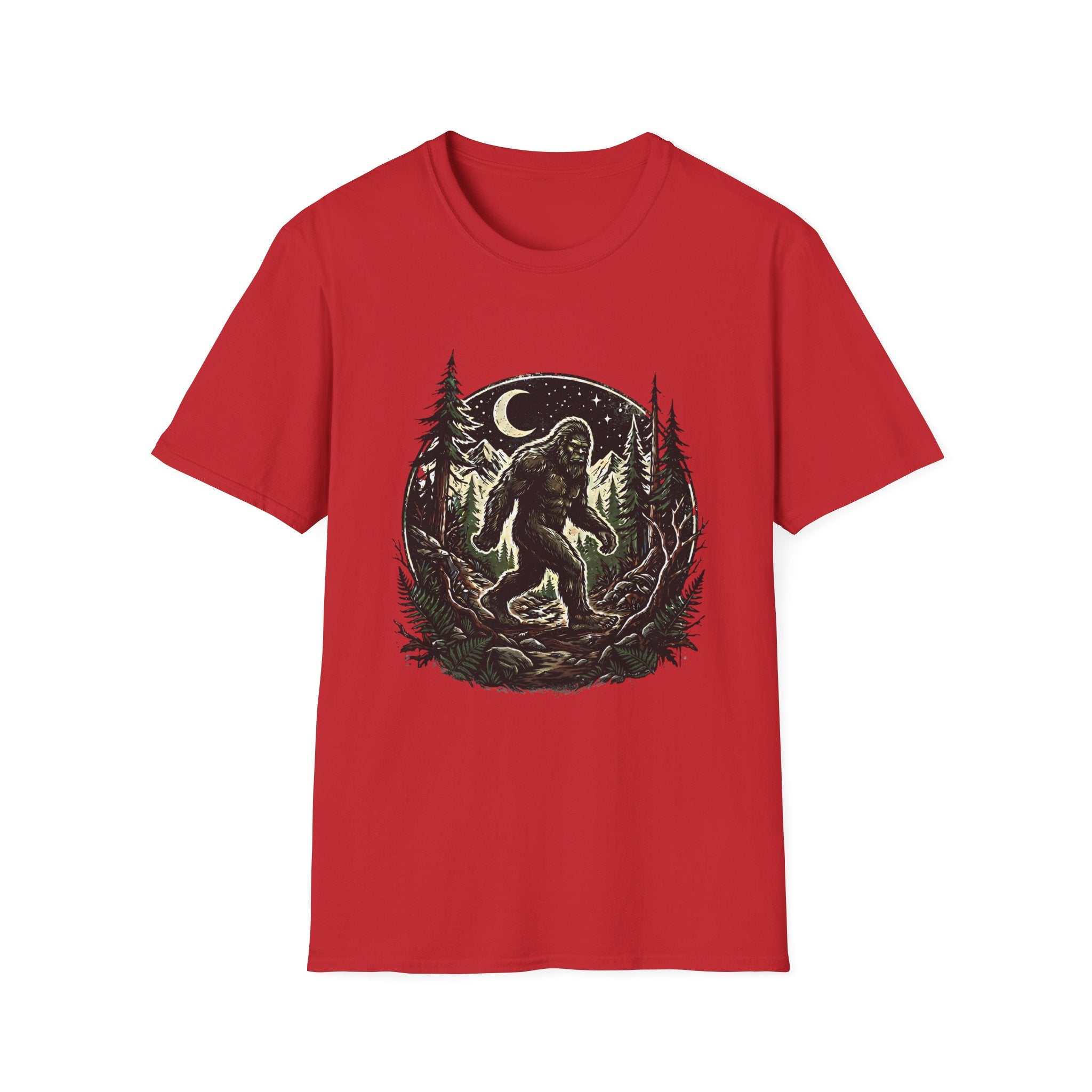 Bigfoot Forest Moon T-Shirt | Sasquatch Night Hiking Design