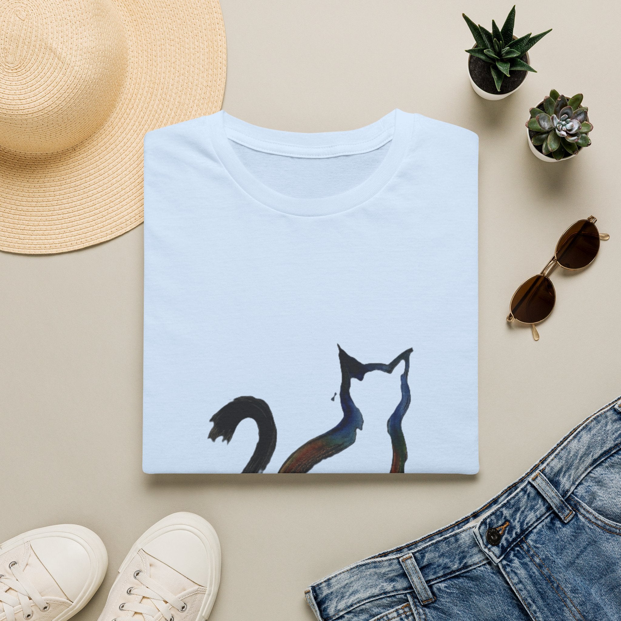 Silhouette Cat Illustration T-Shirt | Minimal Cat Artwork