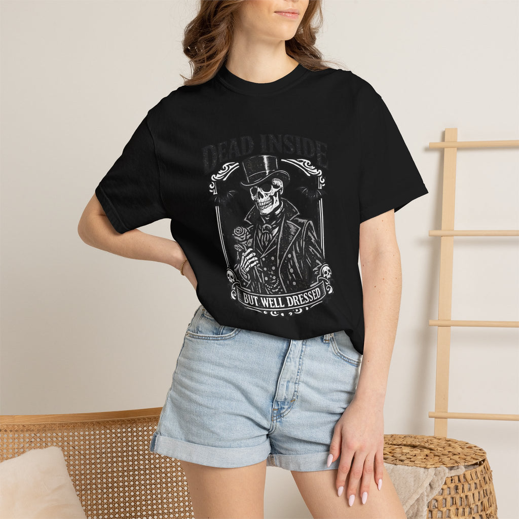 Dead Inside But Well Dressed T-Shirt — Gothic Skeleton Vintage Graphic Tee