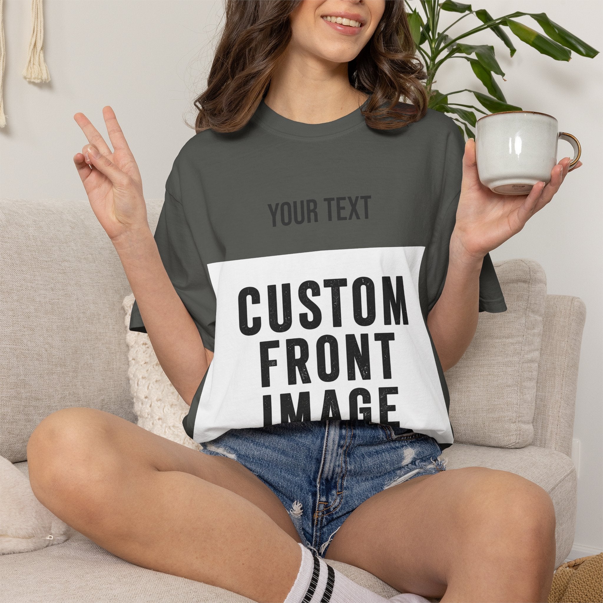 Custom Front Landscape Print T-Shirt — Personalized Text & Image Tee