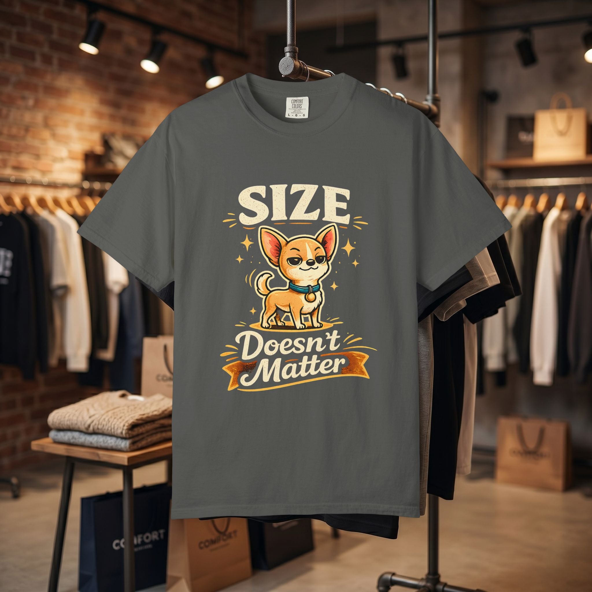 Size Doesnt Matter Chihuahua T-Shirt | Cute Dog Graphic Tee
