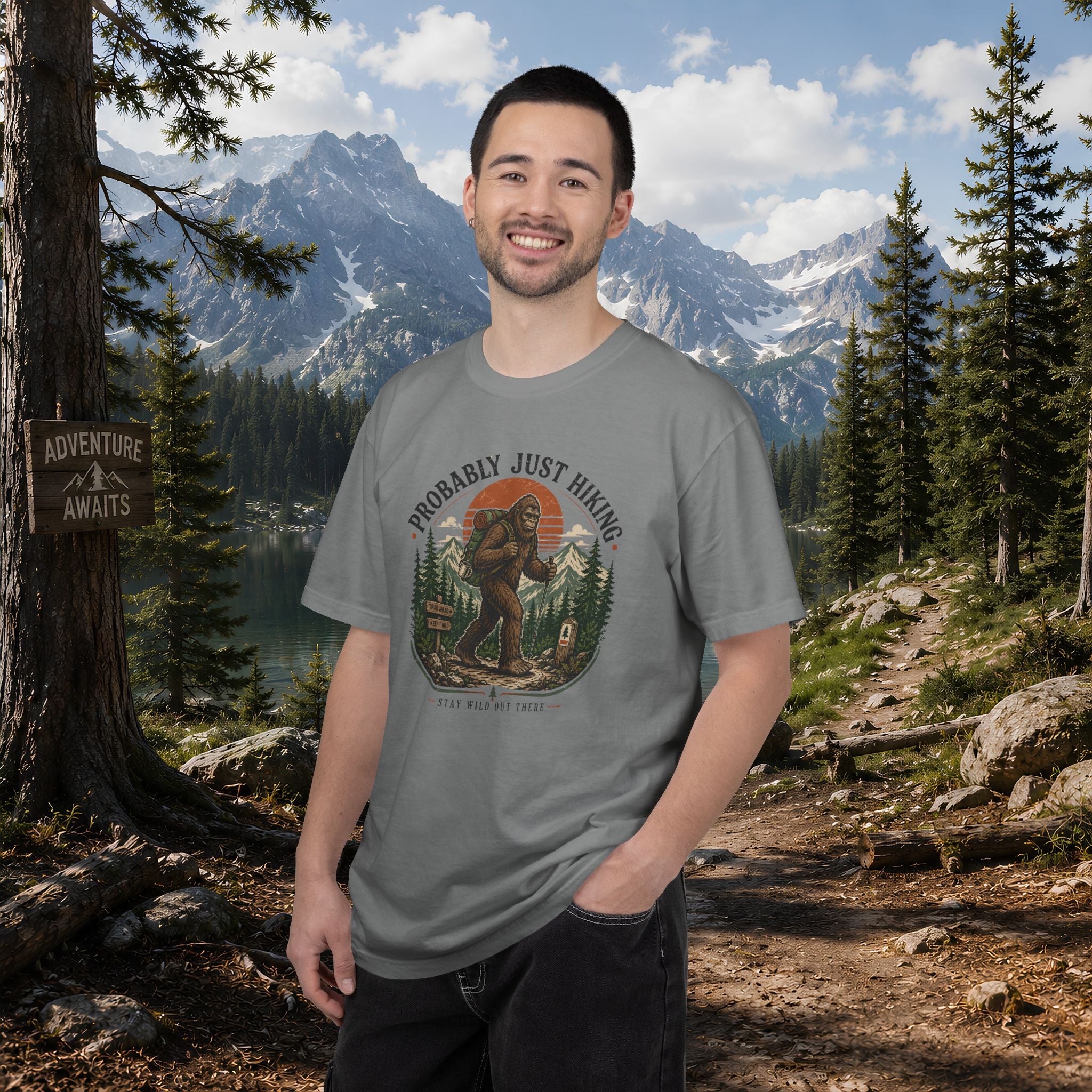 Probably Just Hiking T-Shirt — Bigfoot Forest Adventure Tee
