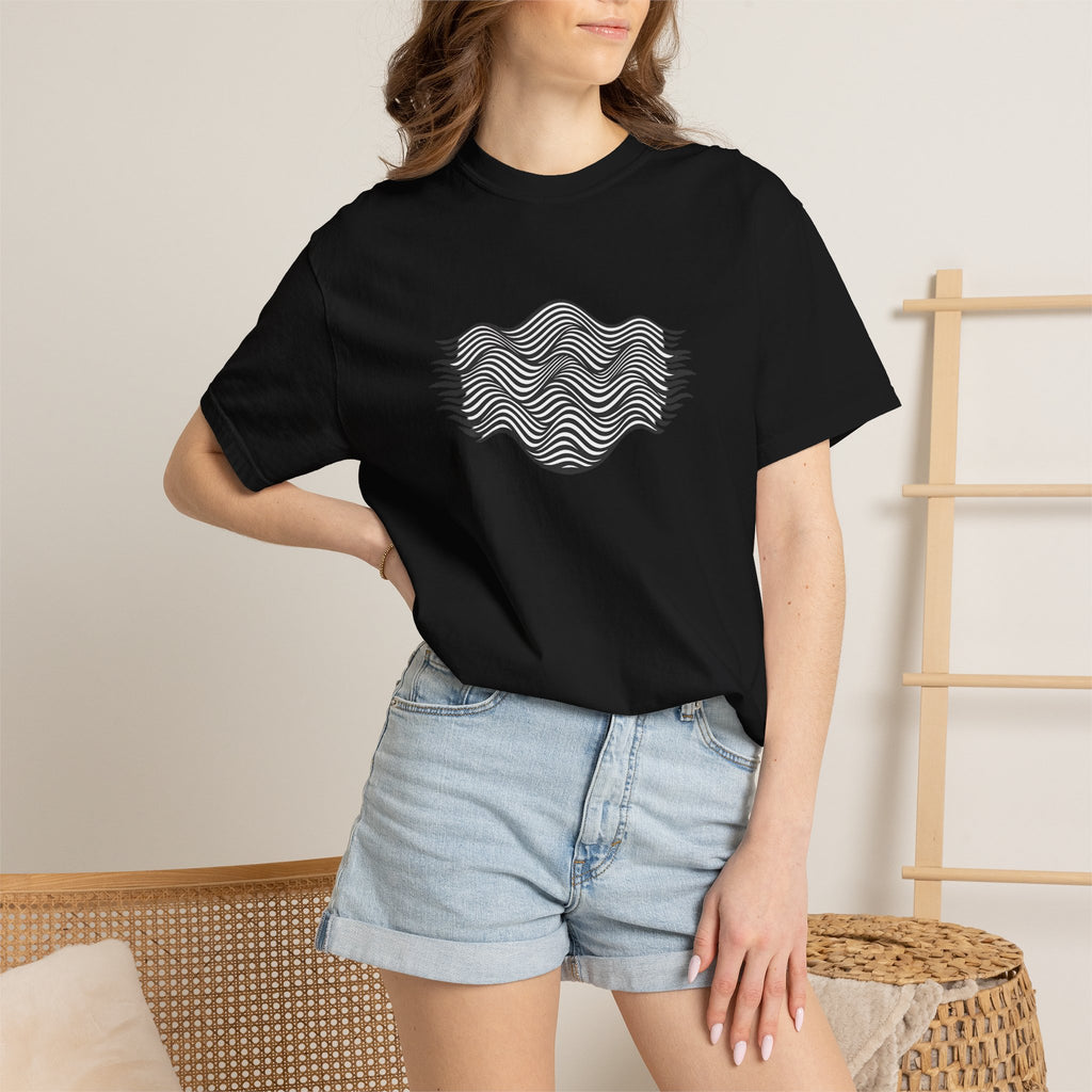 Minimal Wave Graphic T-Shirt — Abstract Line Art Tee