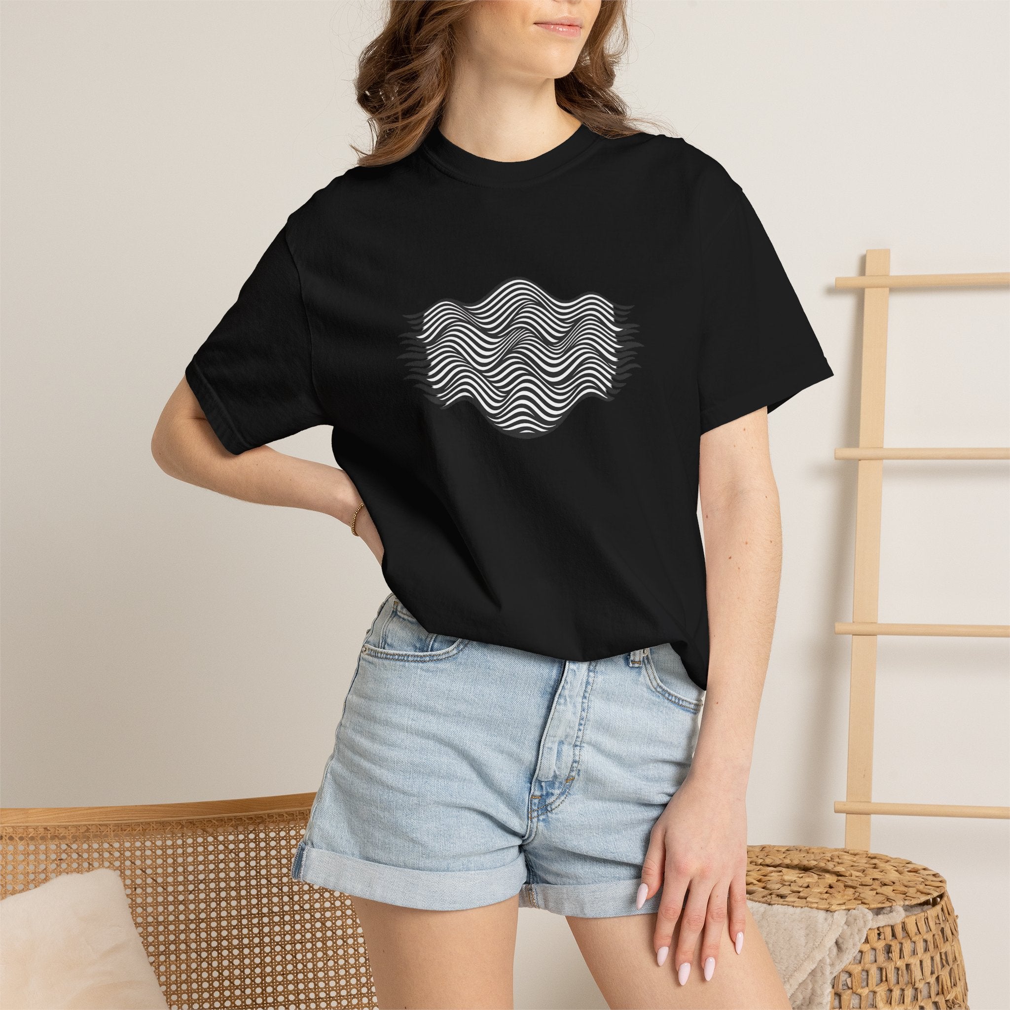 Minimal Wave Graphic T-Shirt — Abstract Line Art Tee
