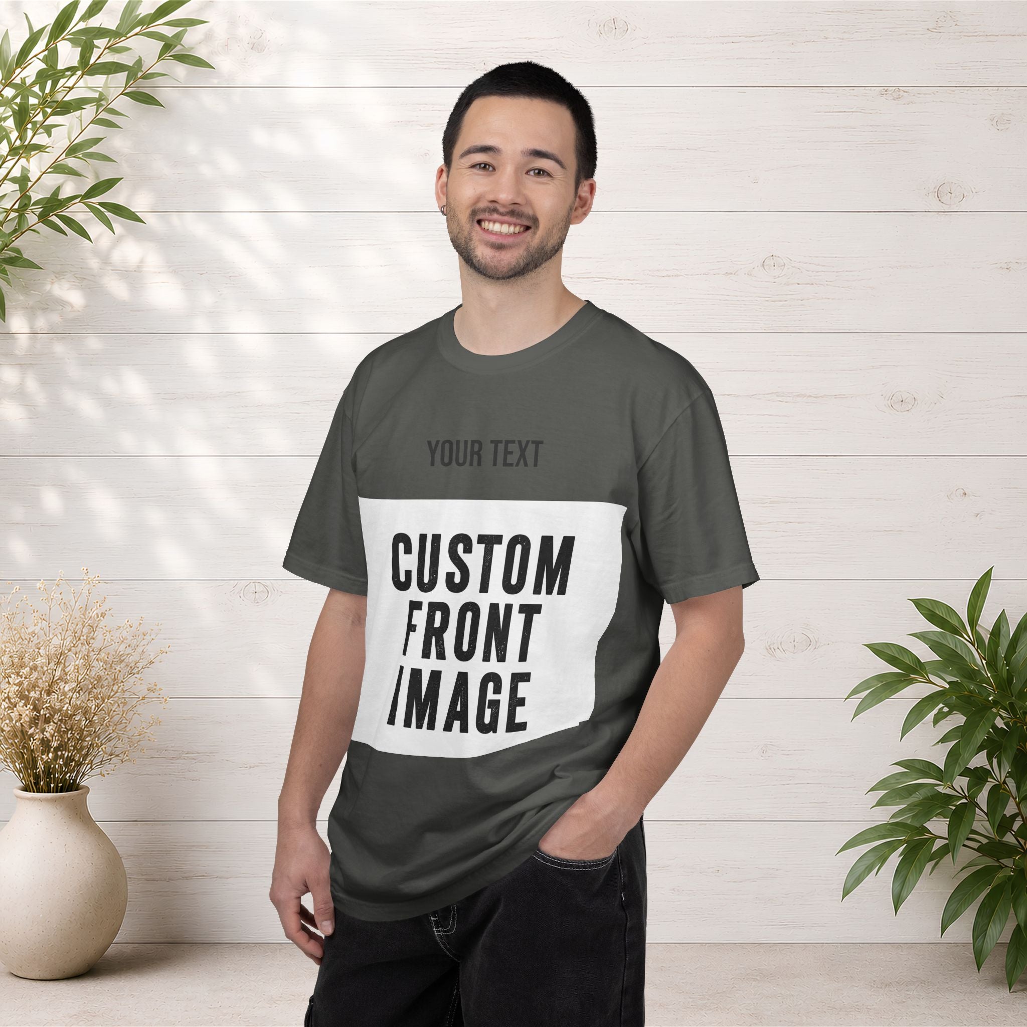 Custom Front Landscape Print T-Shirt — Personalized Text & Image Tee