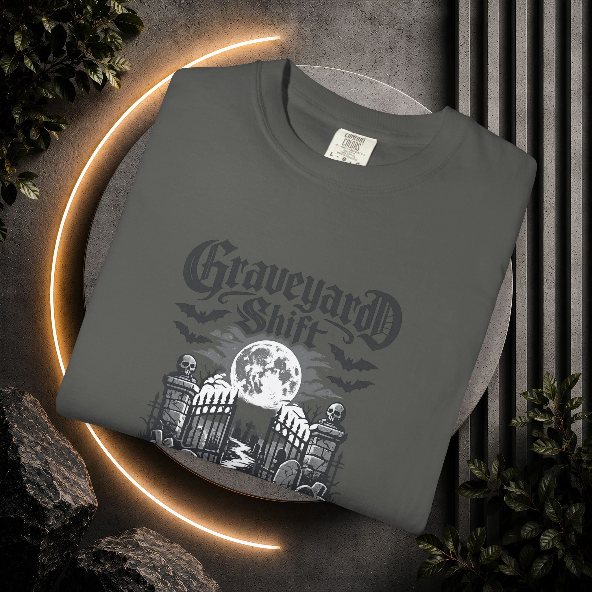 Graveyard Shift T-Shirt — Gothic Cemetery Skull Night Shift Tee