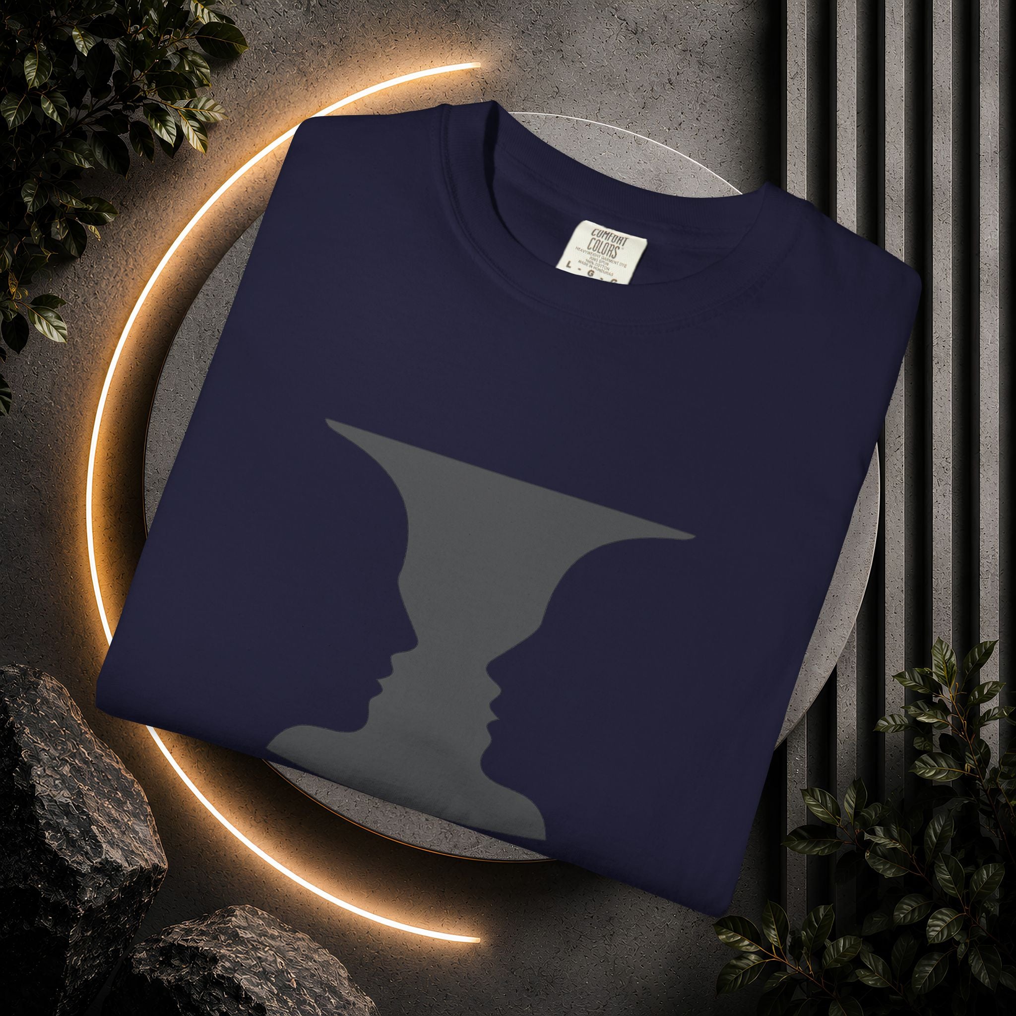 Optical Illusion Vase T-Shirt — Rubin’s Face Profile Graphic Tee