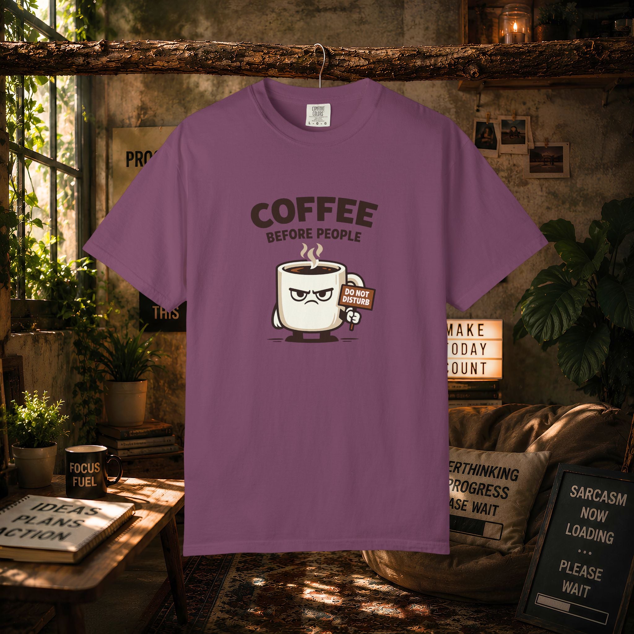 Coffee Before People T‑Shirt — Funny Morning Coffee Graphic Tee