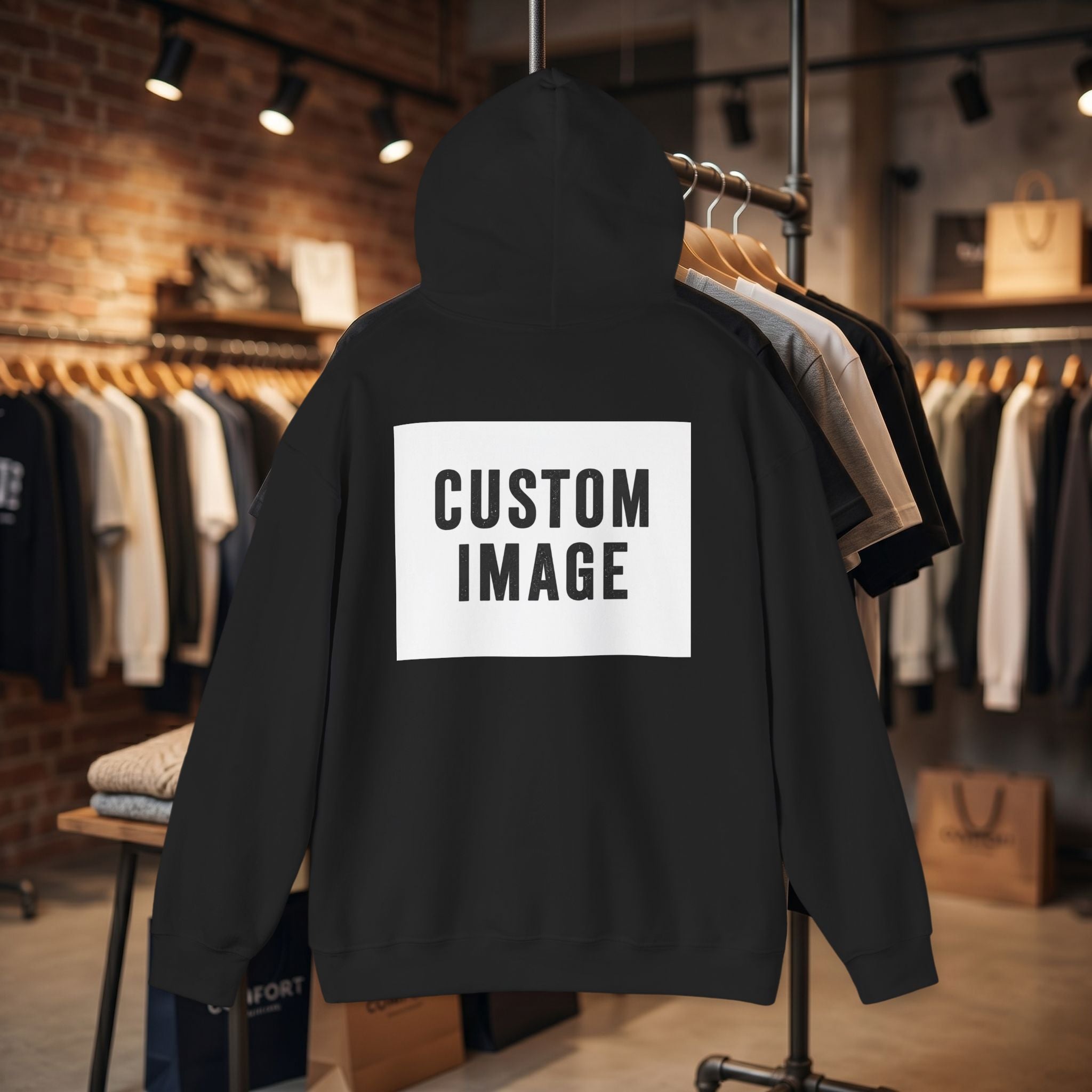 Custom Back Image Hoodie — Personalized White Pullover Hooded Sweatshirt