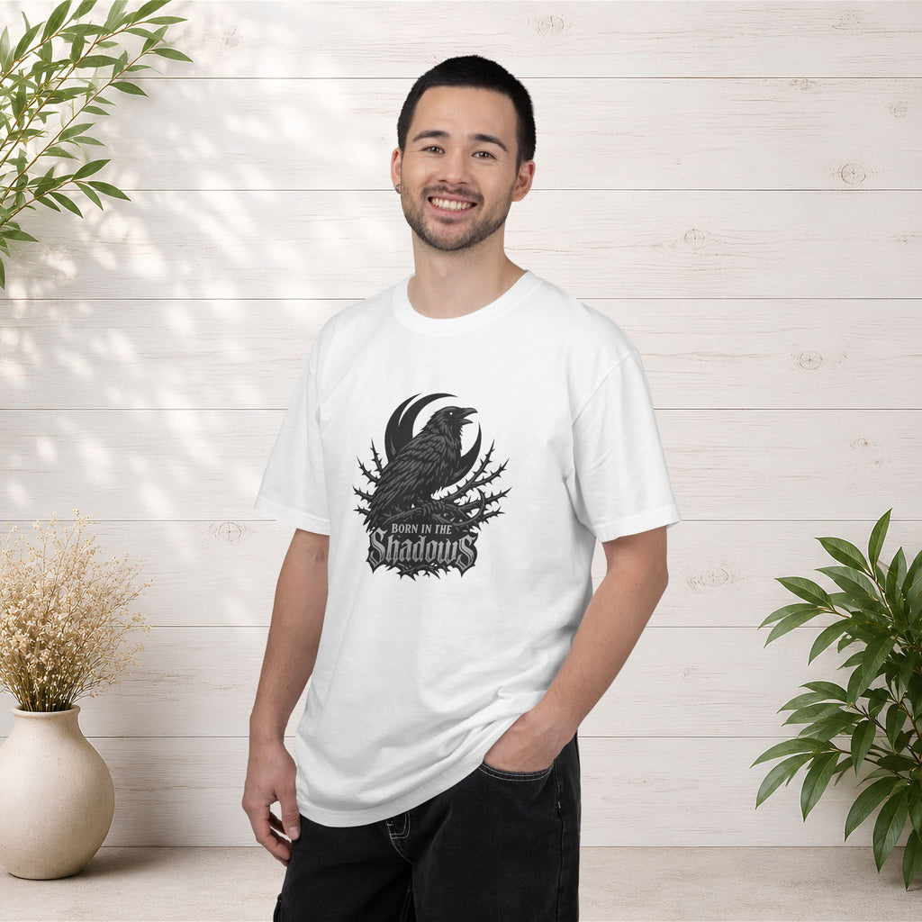 Raven in the Shadows T-Shirt — Gothic Raven Graphic Tee