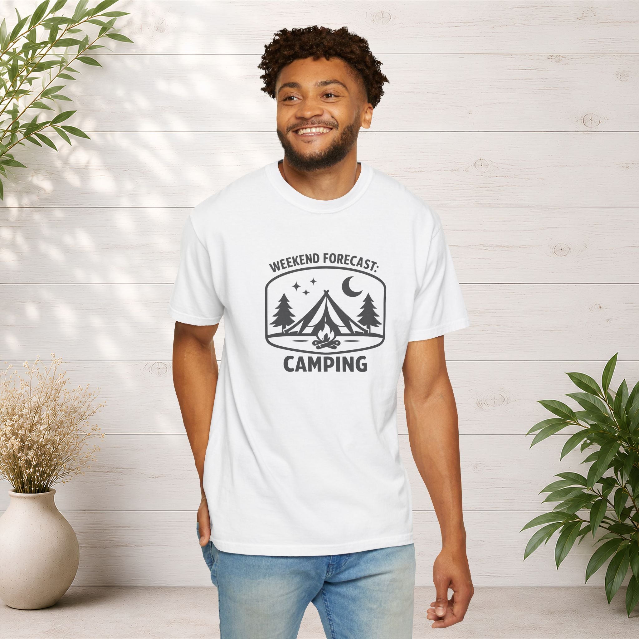 Camping T-Shirt — "Weekend Forecast: Camping" Outdoor Adventure Tee