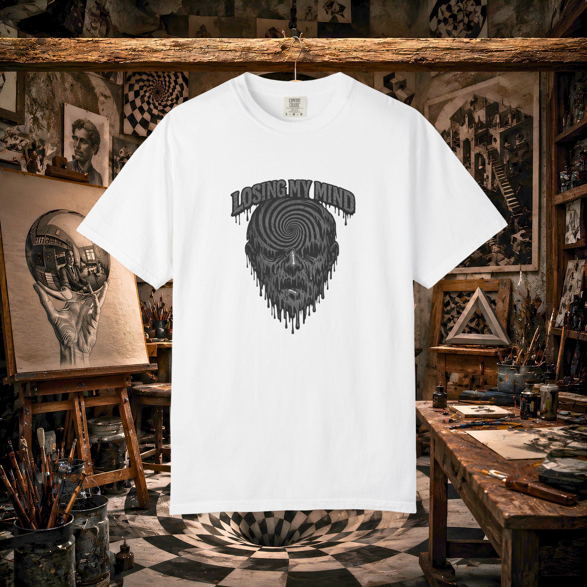 Losing My Mind Skull Tee — Psychedelic Spiral Graphic T-Shirt